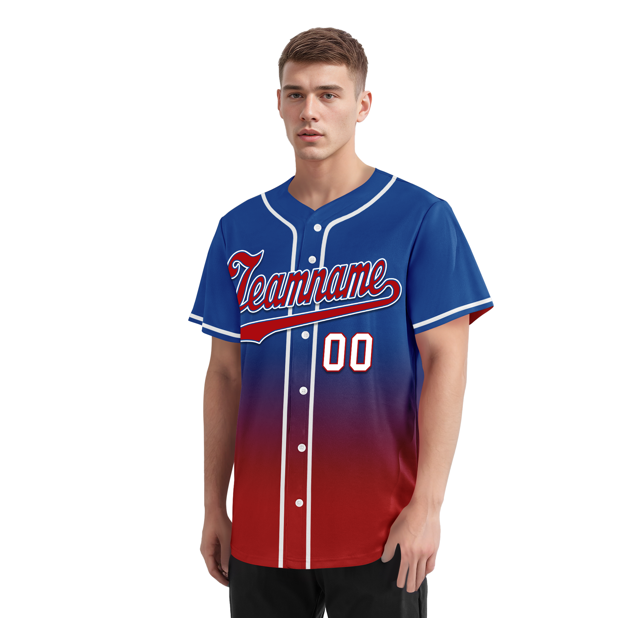 Custom Blue Red Fade Personalized Baseball Jersey - Authentic Fashion Sports Apparel BSBJ01 D0a70bd for Baseball Games, Team Uniforms & Fan Gear