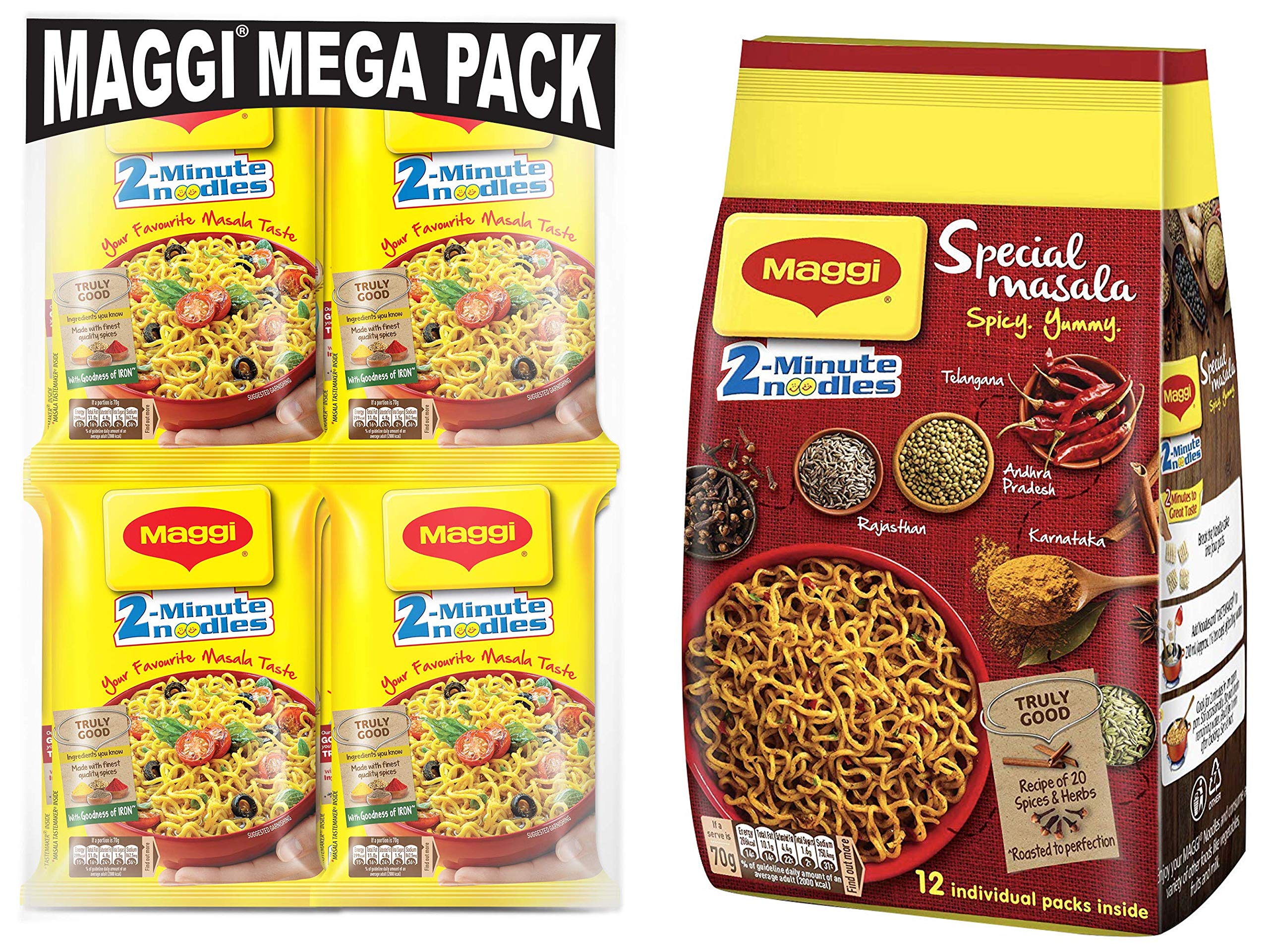 Maggi 2-Minute Masala Instant Noodles 70g (Pack of 12) - Quick & Easy Meal Solution for Busy Days, Office Lunch & Late Night Snacks