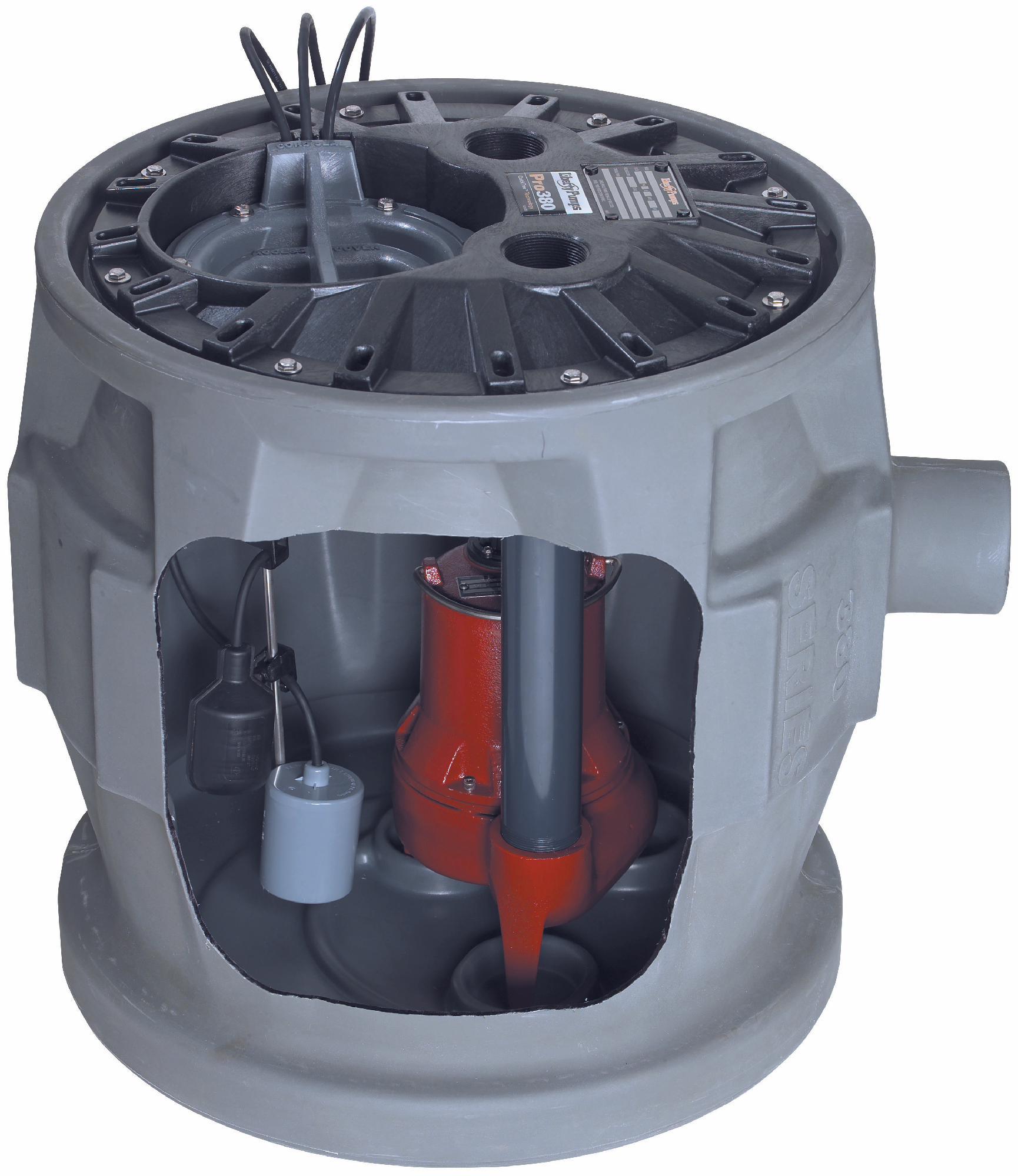 4/10 HP 115V Single Phase Simplex Sewage Ejector Pump System - Liberty Pumps P382LE41 for Basement, Crawl Space & Wastewater Removal