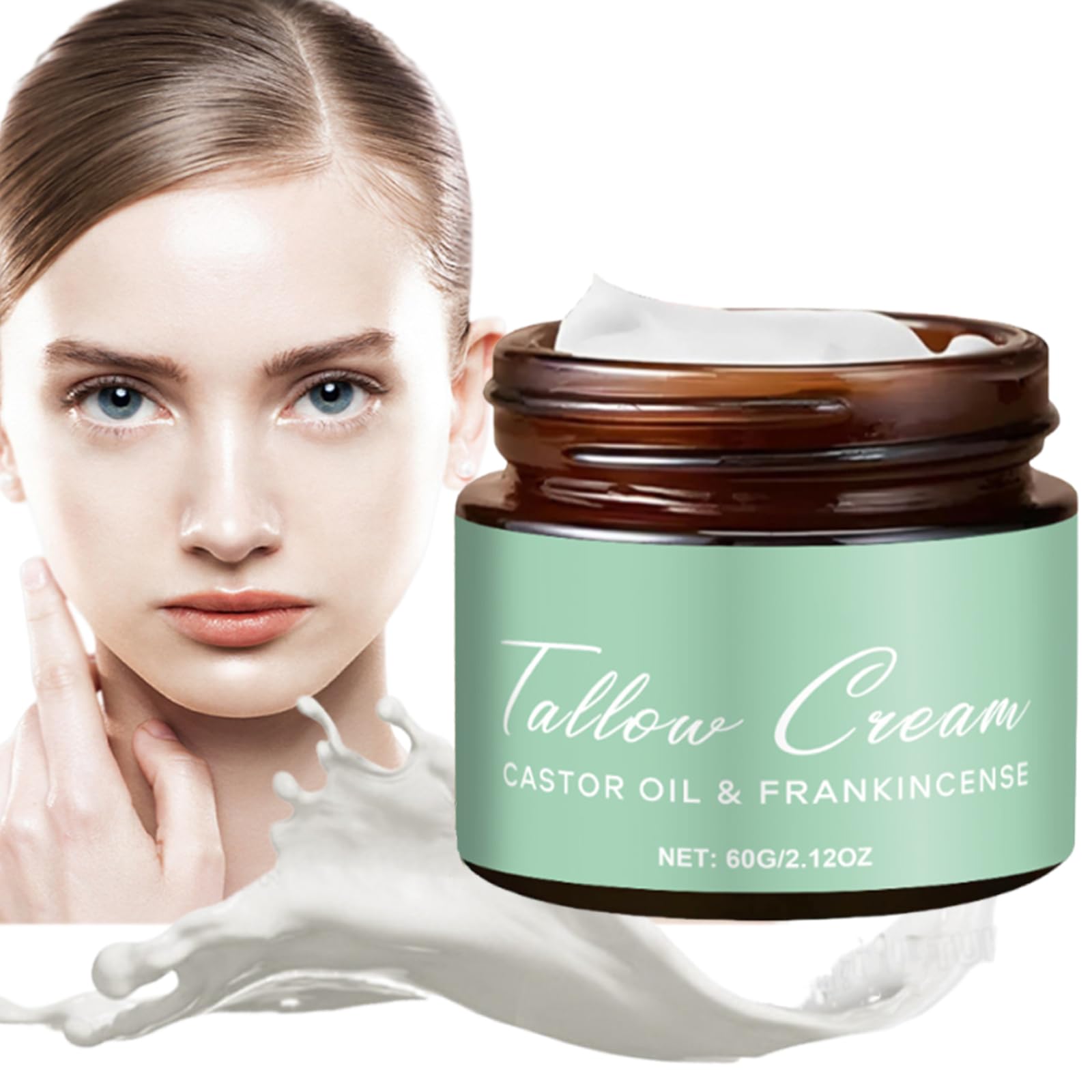 Organic Grass-Fed Beef Tallow with Frankincense & Castor Oil - All-Natural Skin Moisturizer for Face & Body - Hydrating Tallow Balm for Dry Skin, Eczema & Anti-Aging - Perfect for DIY Skincare & Natural Beauty Routine (1PC)