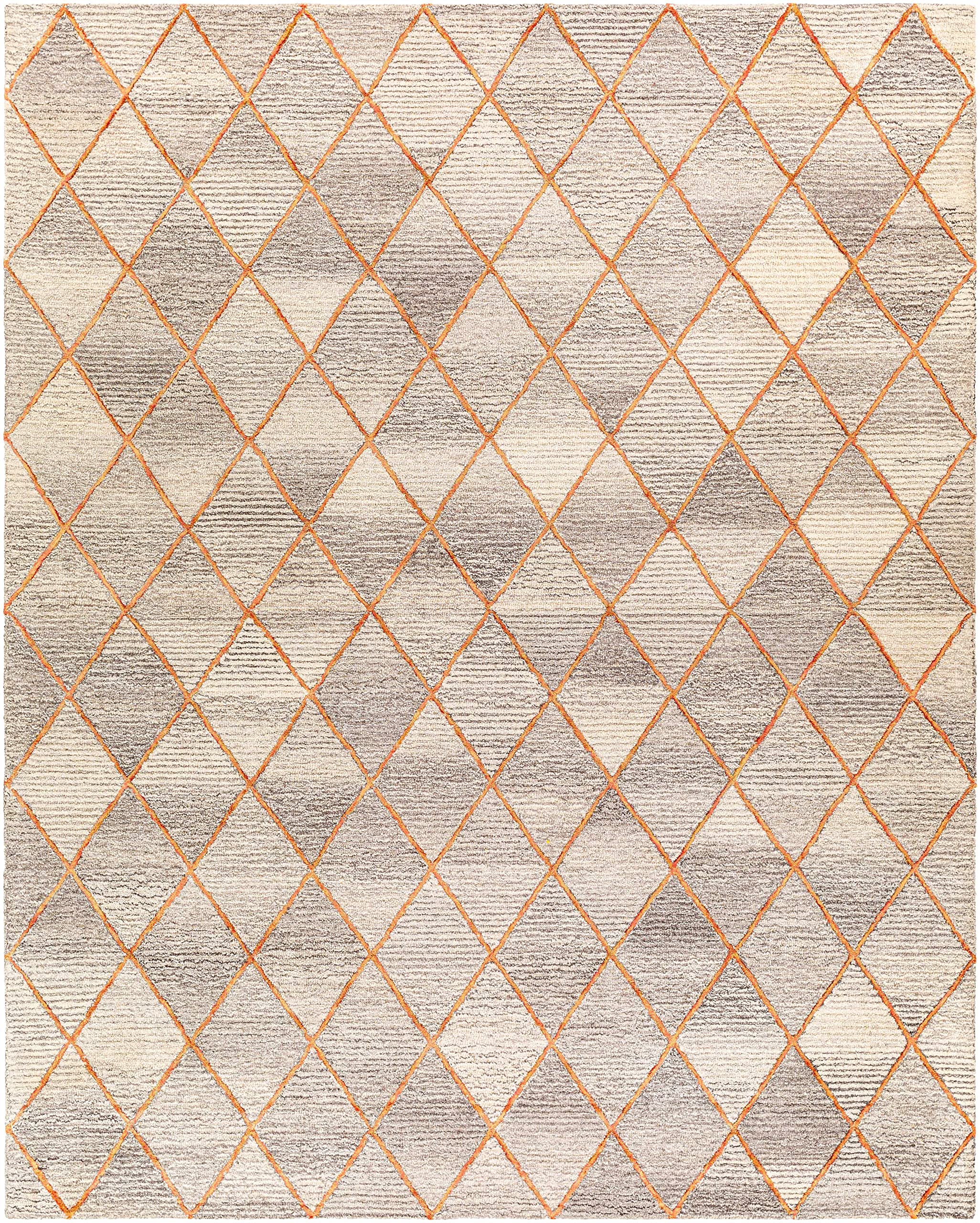 Premium Hauteloom Sharpes Wool Area Rug 8' x 10' - Contemporary Dark Red, Mustard & Orange - Soft & Durable for Living Room, Bedroom, Office - Perfect for Modern Home Decor & Cozy Spaces