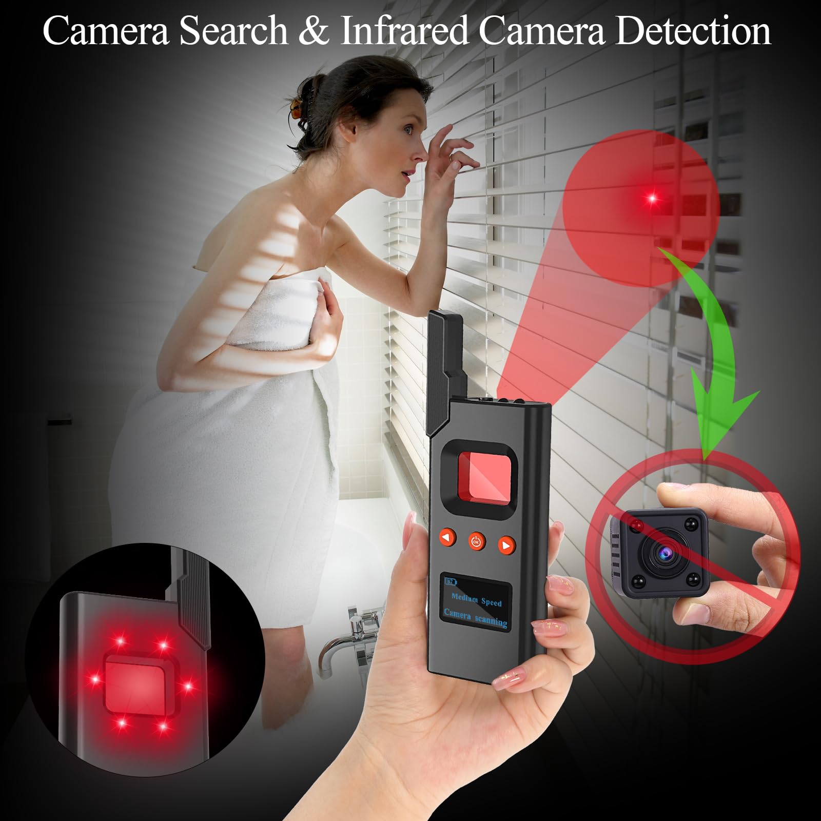 KAXYUYA Hidden Camera Detector & Bug Finder - Portable Magnetic Field Detector for Privacy Protection | Ideal for Travel, Hotels, Cars & Meetings (Anti-Spy Device)