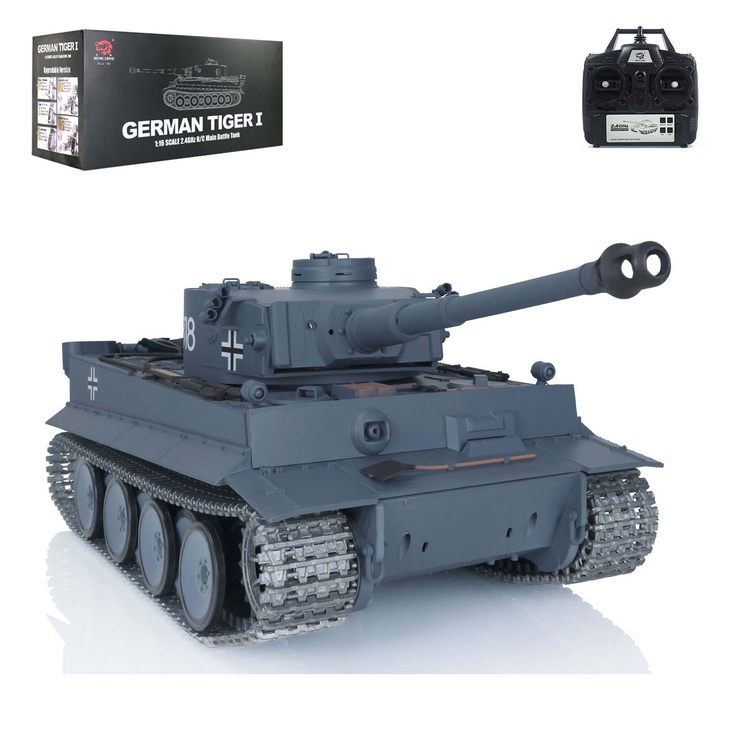 Henglong 1:16 Scale 7.0 German Tiger I RTR RC Tank - 340° Rotating Turret, Metal Tracks & Durable Idlers | US Stock | Perfect for Military Enthusiasts & RC Hobbyists | Great for Battle Reenactments & Collectible Displays