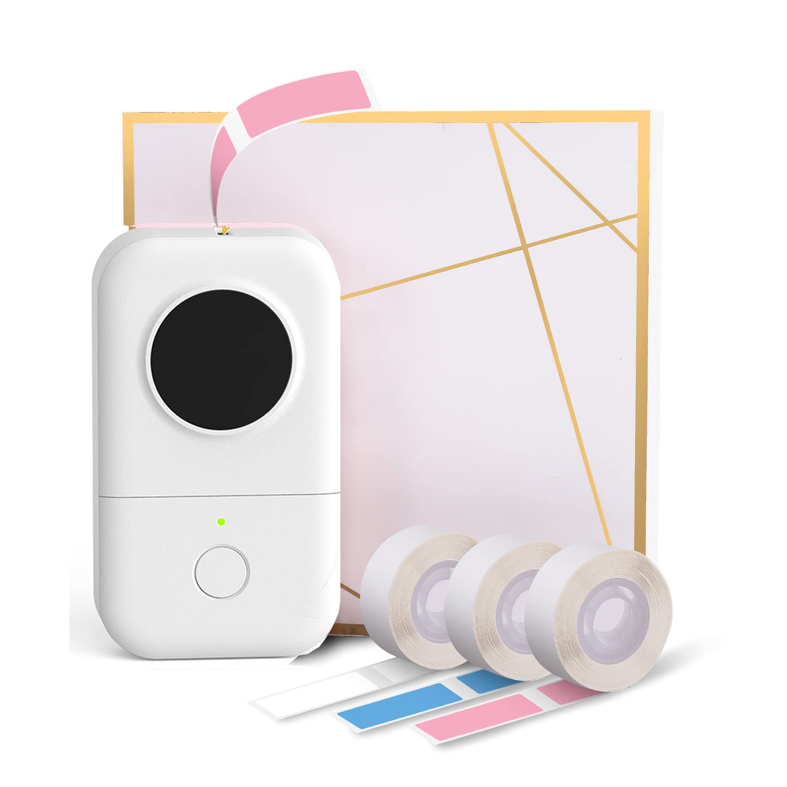 Phomemo D30 Bluetooth Label Maker Machine - Portable Mini Label Printer with 4 Color Tapes (Black/Pink/Blue/Yellow/White), Rechargeable & BPA-Free for Home, Office & Organization | Perfect for Pantry, School Supplies & Storage Containers