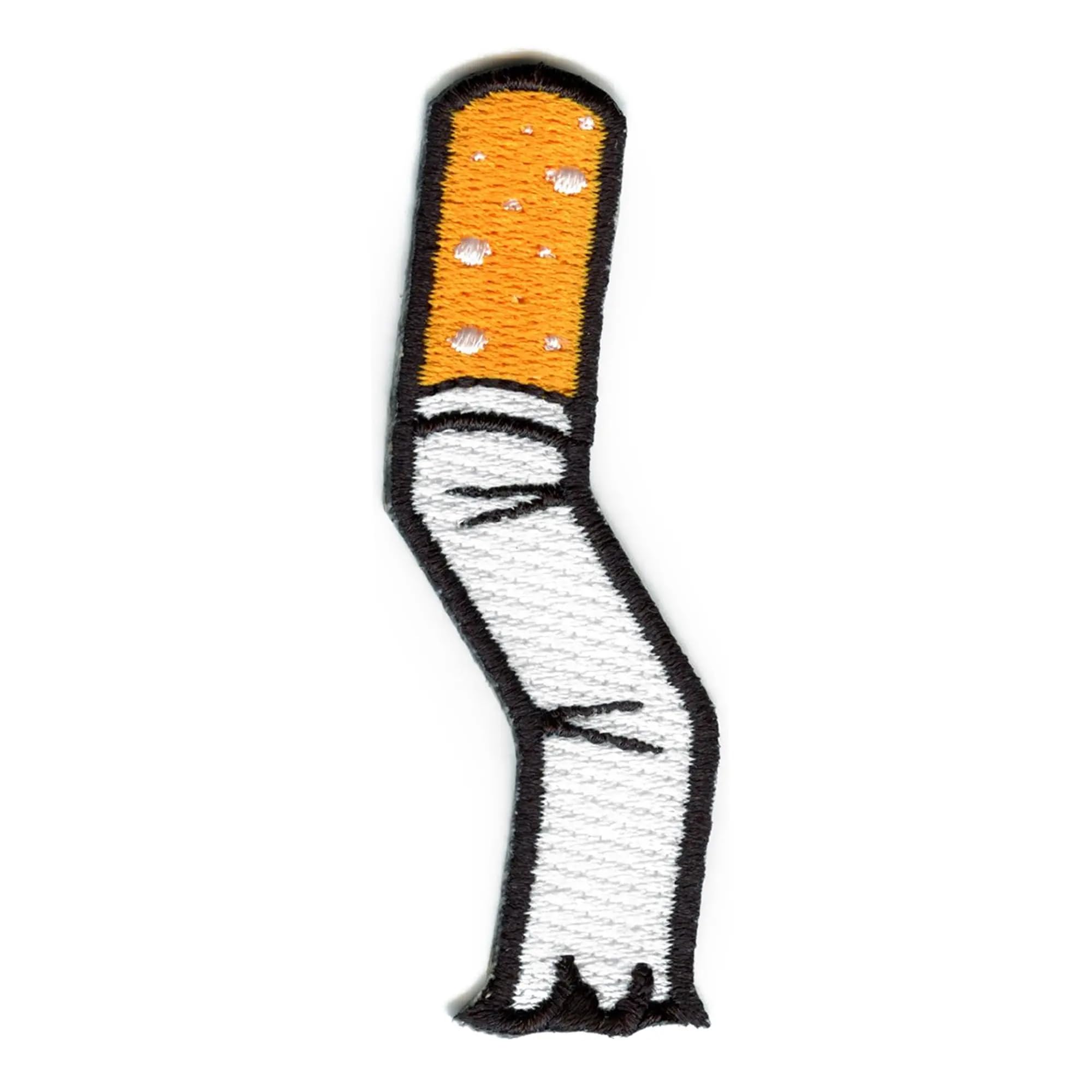 Crushed Cigarette Patch Embroidered Iron On - Punk Rock Denim Jacket DIY Accessory for Bikers & Skaters
