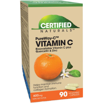 Certified Naturals PureWay C 600mg with Quercetin & Zinc - 90 Capsules | Immune Support Supplement for Daily Wellness & Antioxidant Boost