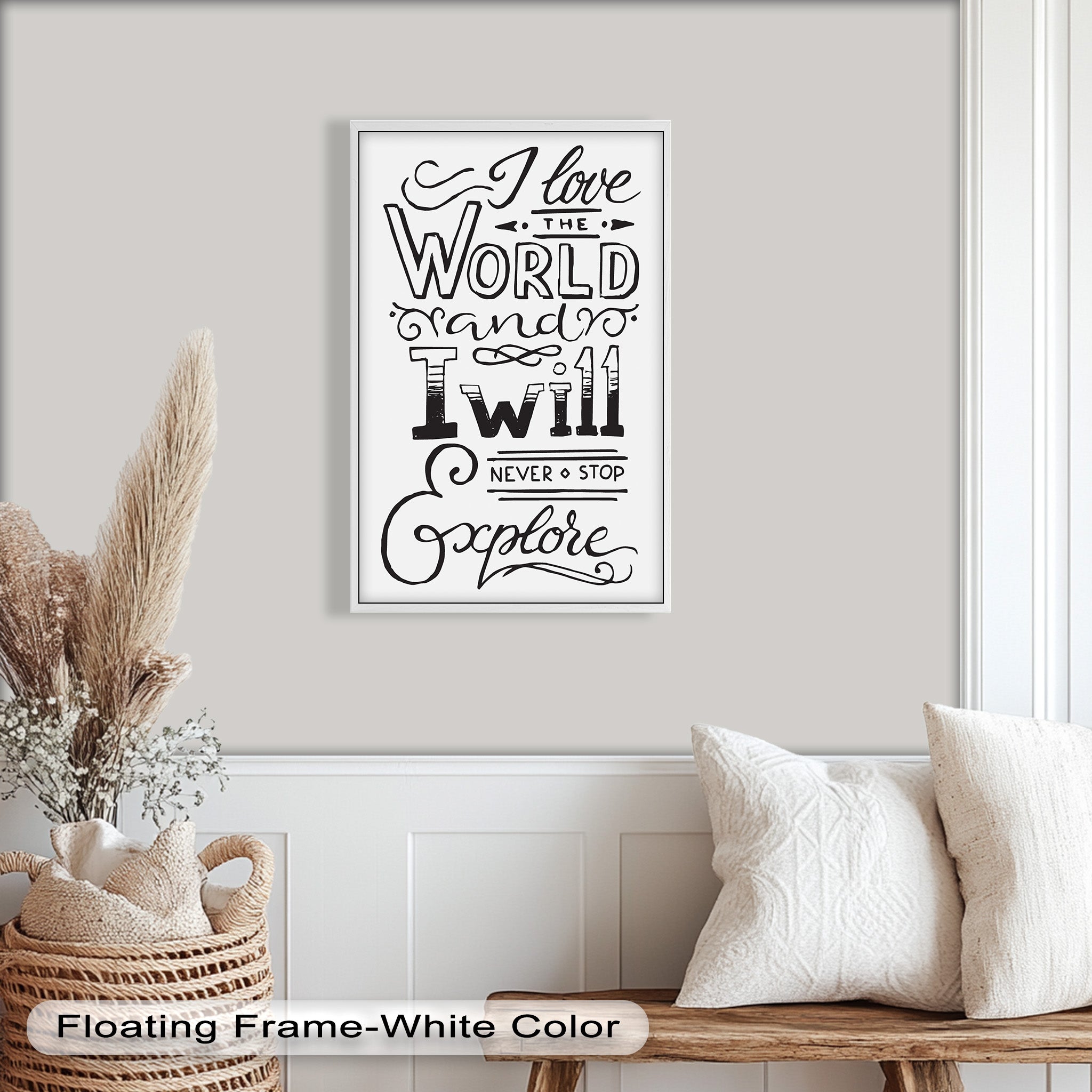 Adventure Typography Art - 'I Will Never Stop Explore' Inspirational Oil Painting for Home Decor, Office & Travel Enthusiasts