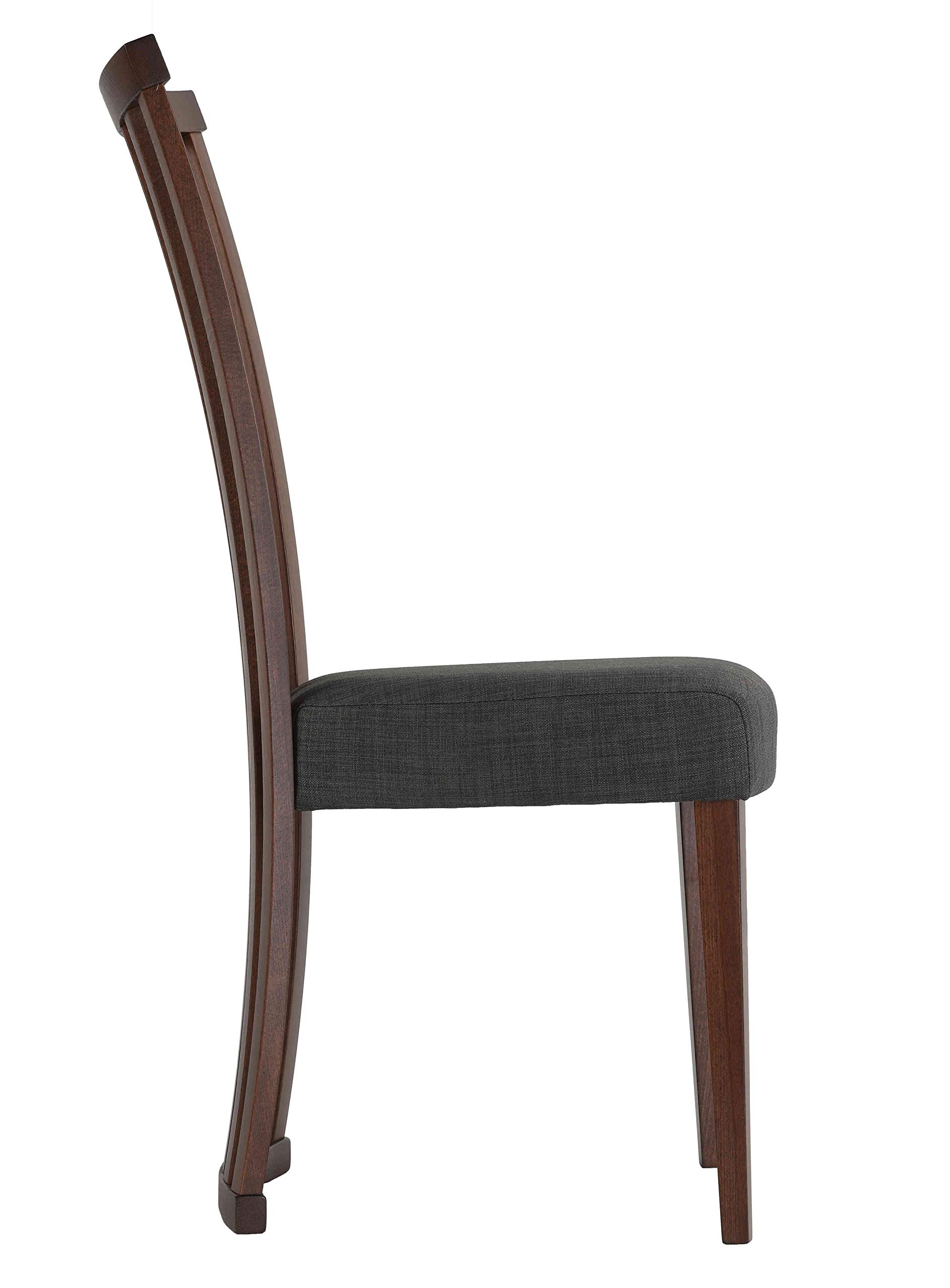 Cortesi Home Ingrid Dining Chair Set of 2 - Charcoal Fabric Upholstery with Walnut Finish - Perfect for Modern Dining Room, Kitchen, or Home Office