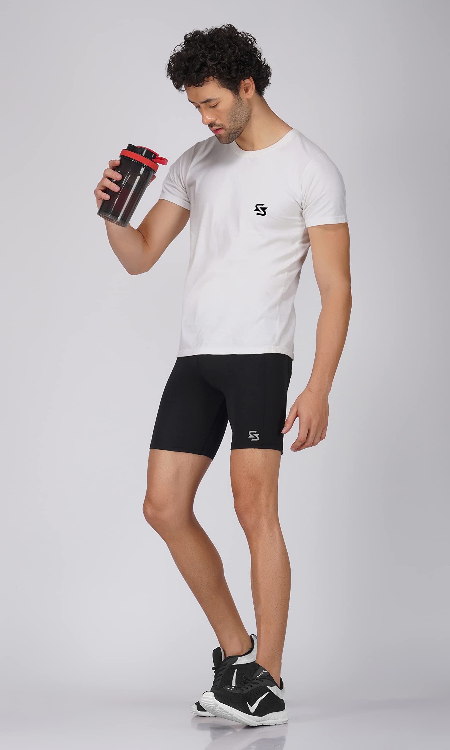 Sportinger Men's Compression Shorts - Nylon Workout Tights for Gym, Running, Cycling, Swimming | Basketball, Tennis, Yoga & Sports Activities | Perfect for Training, Competition & Recovery