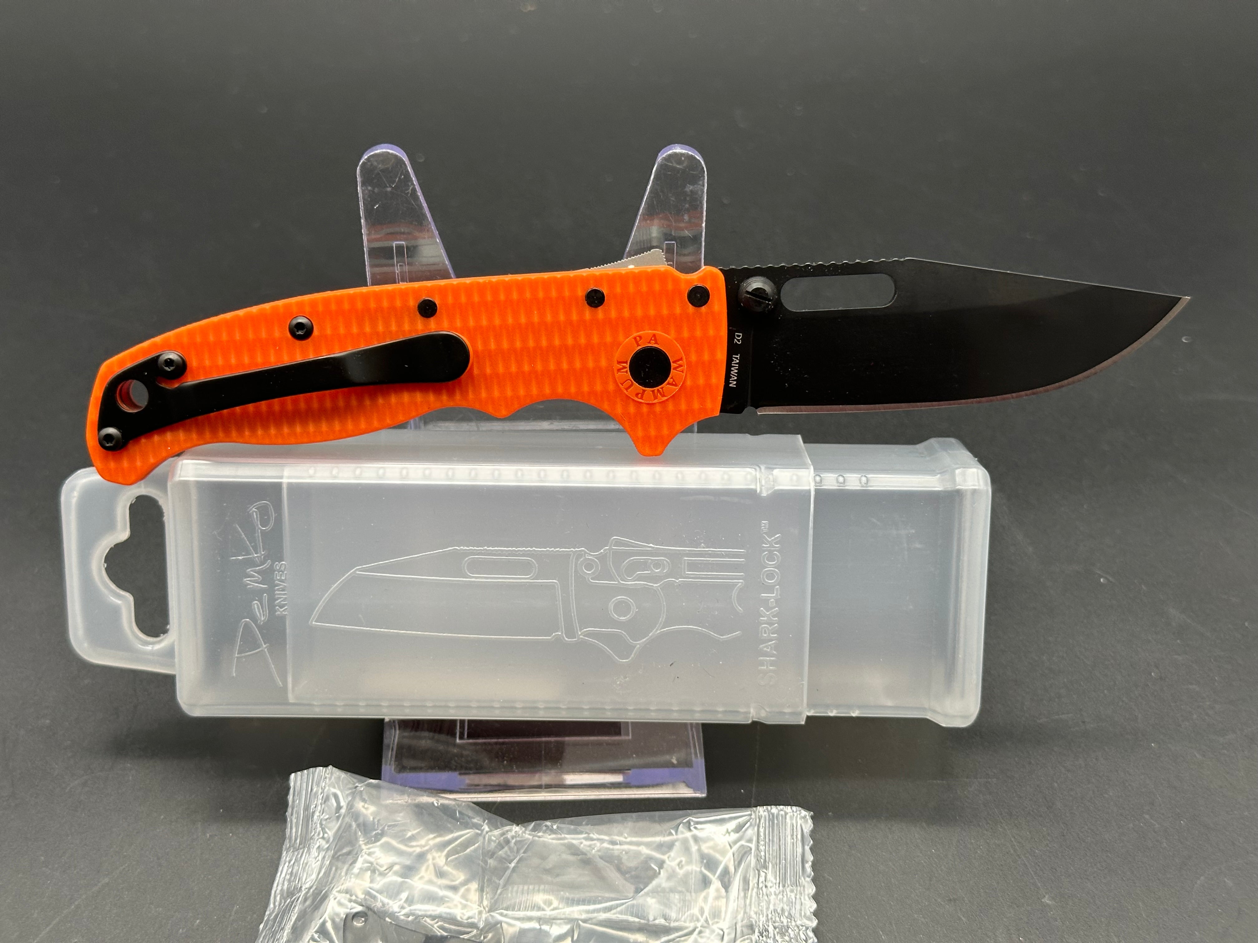 Demko AD20.5 Shark Lock Folding Knife - Orange Grivory Handle with 3.2