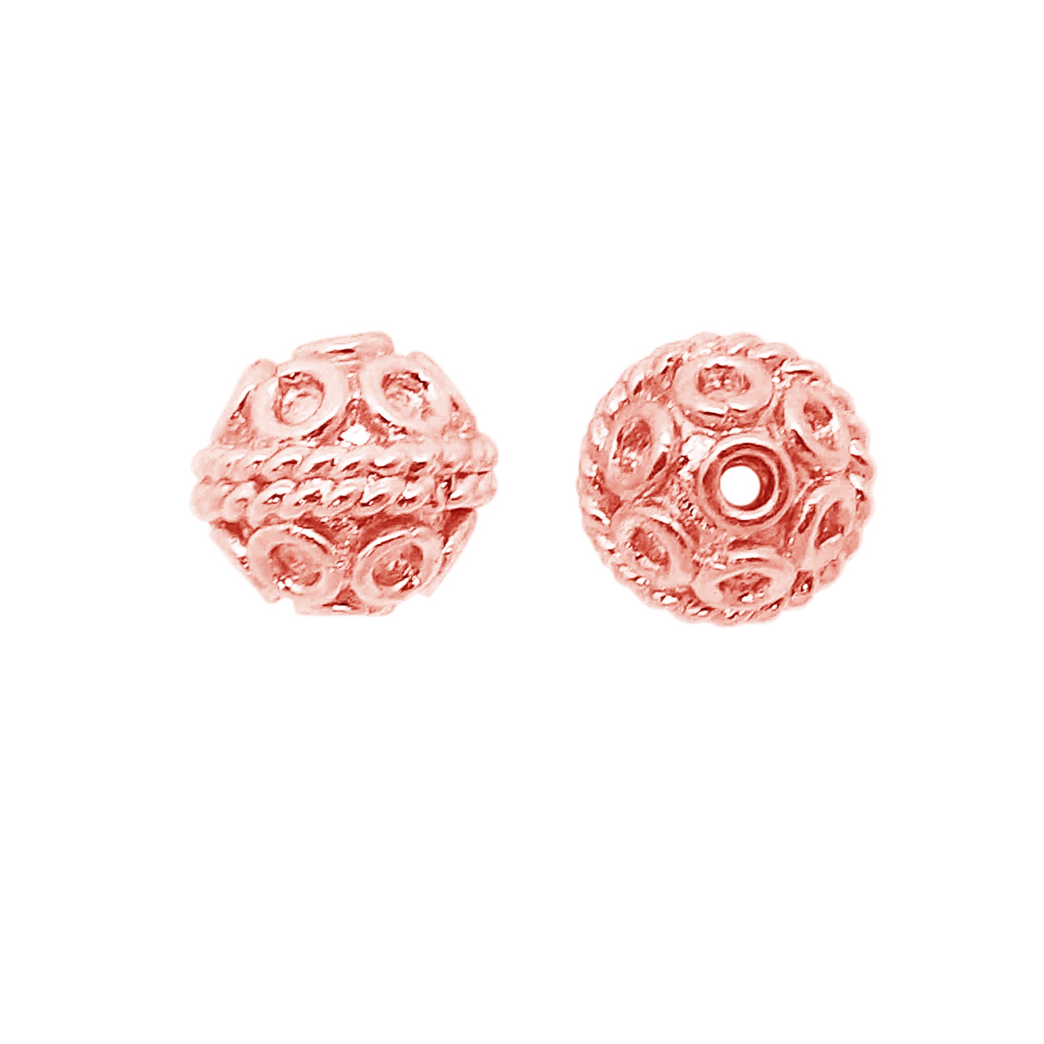 Rose Gold Overlay Bali Bead BRG-331-8MM - Handmade Jewelry Beads for Bracelets, Necklaces & DIY Crafting - Perfect for Boho, Wedding & Fashion Accessories