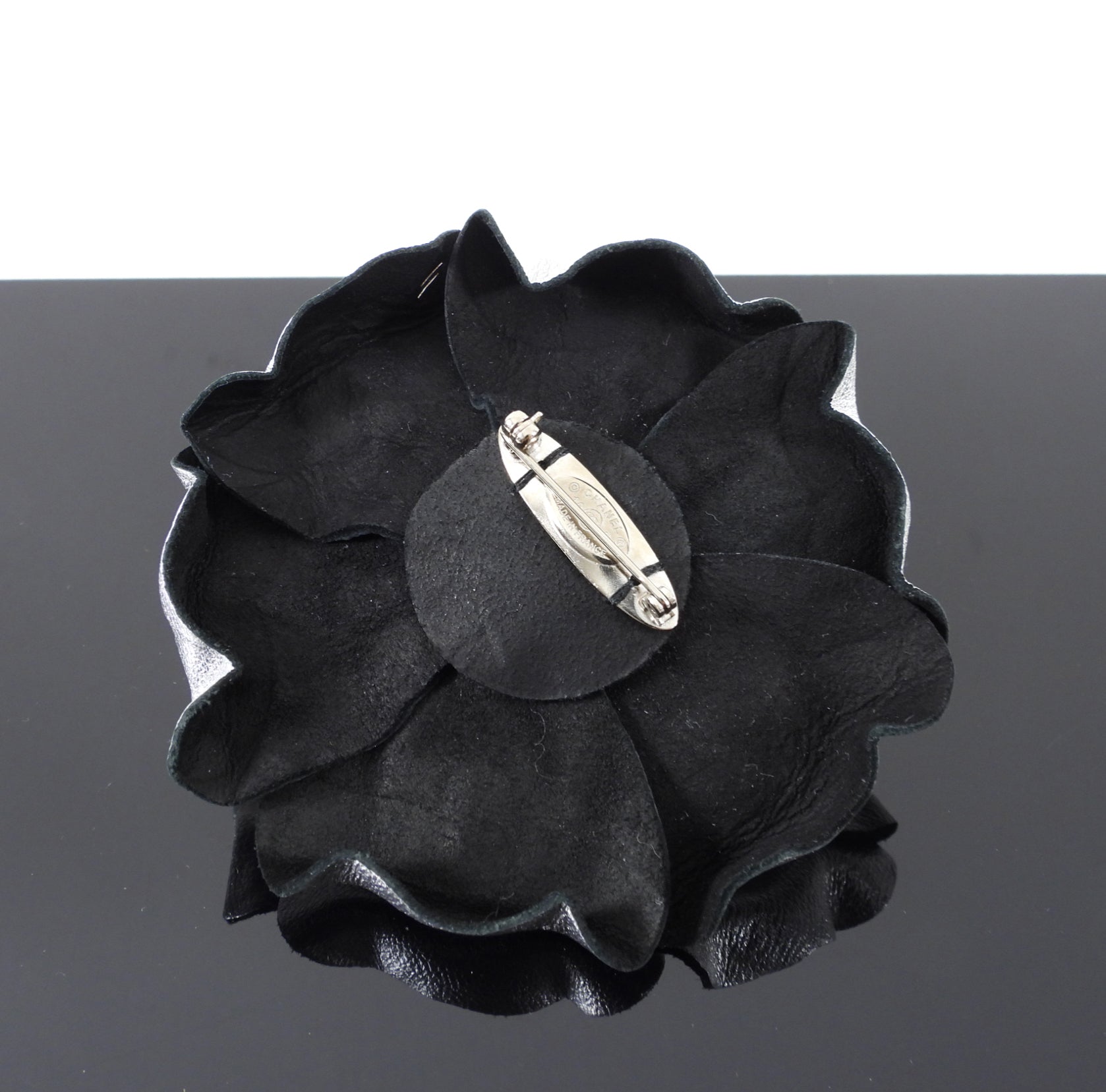 Chanel Silver Camellia Flower Brooch Pin - Elegant Floral Fashion Accessory for Women | Perfect for Dresses, Jackets, Scarves & Special Occasions