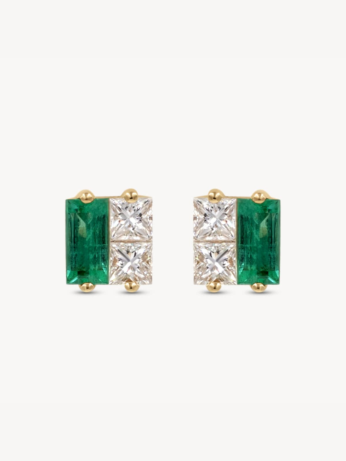 Emerald Diamond Stud Earrings for Women - 14K Gold Plated Twinkle Earrings for Everyday Wear & Special Occasions