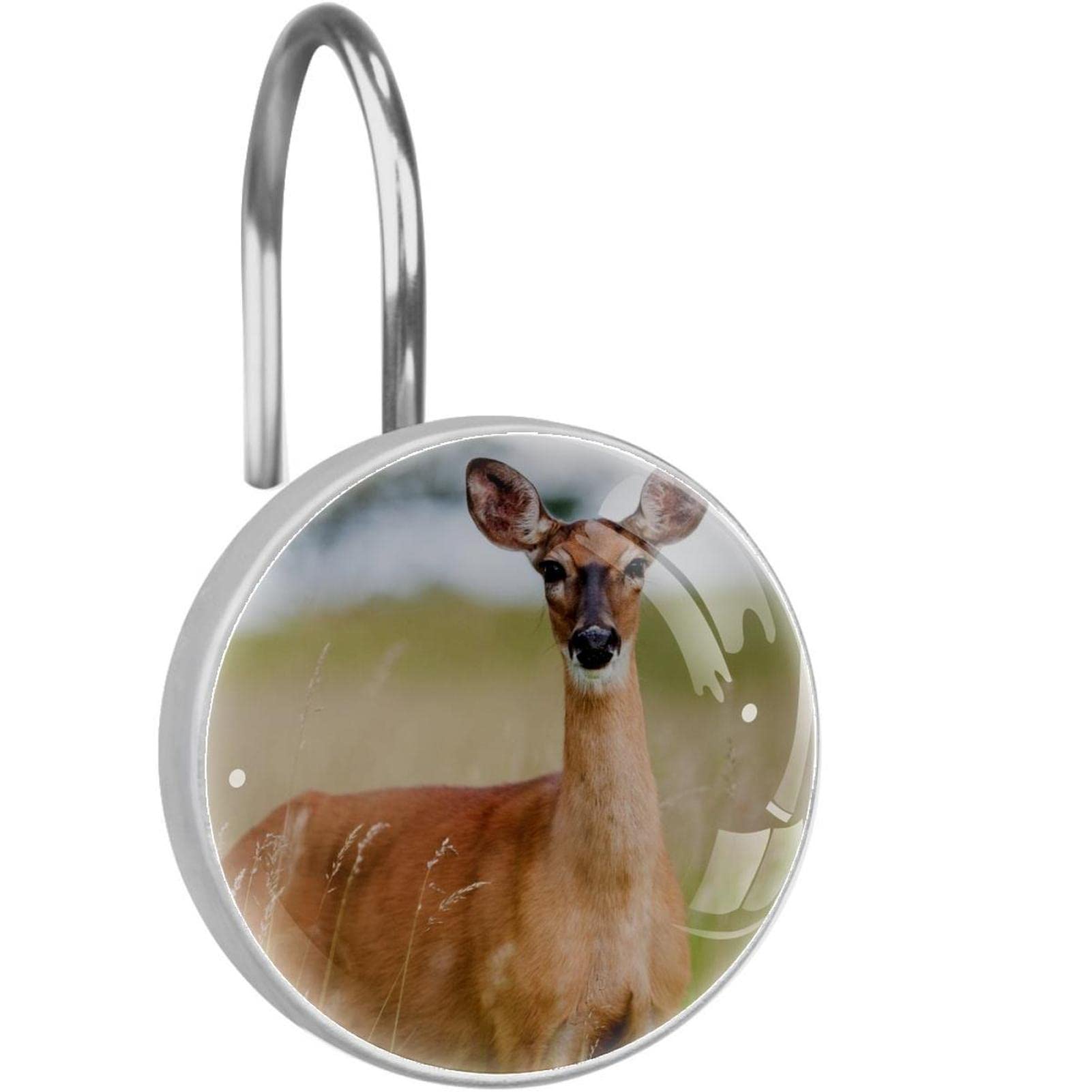 Stylish Deer Pattern Shower Curtain Hooks - Rustic Bathroom Decor for Farmhouse, Cabin & Nature-Inspired Showers