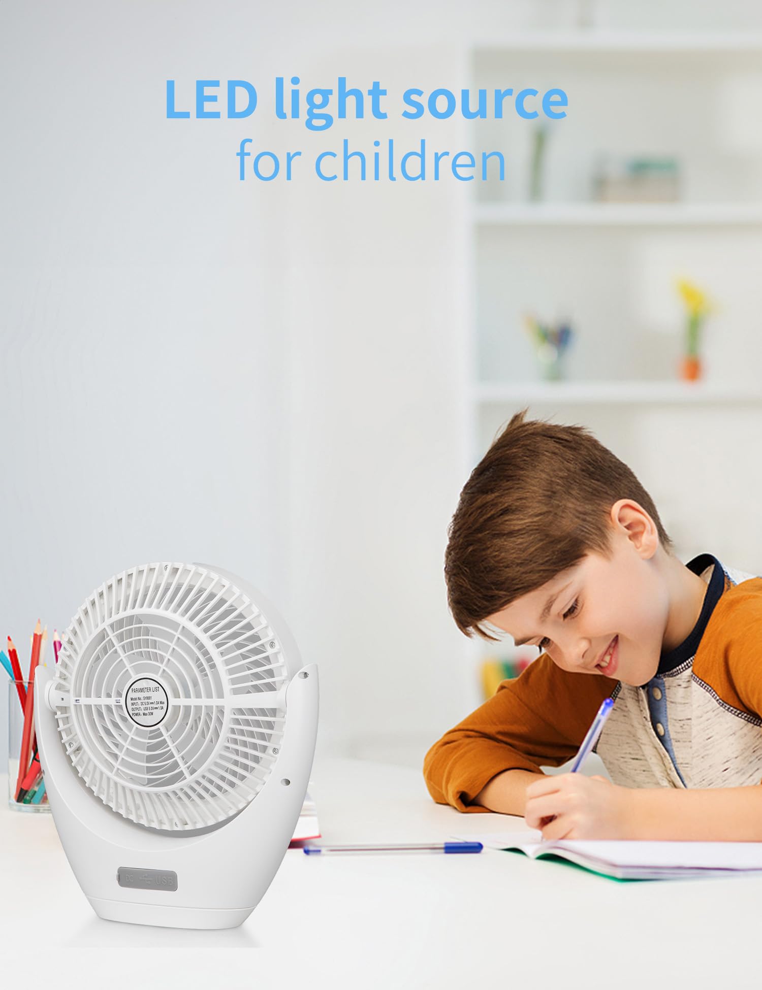 Rechargeable 12000mAh Battery Operated Desk Fan - Portable Camping Fan with LED Light, 3 Speed Quiet Cooling Fan for Bedroom, Office, Home & Outdoor Use | Perfect for Travel, Camping, Work & Nighttime Breeze