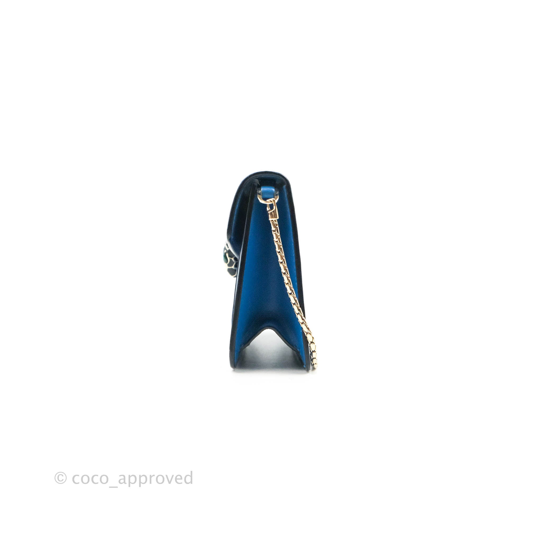 Bvlgari Serpenti Forever Mini Bag in Blue with Gold Hardware - Luxury Crossbody Bag for Women, Perfect for Evening Events & Date Nights