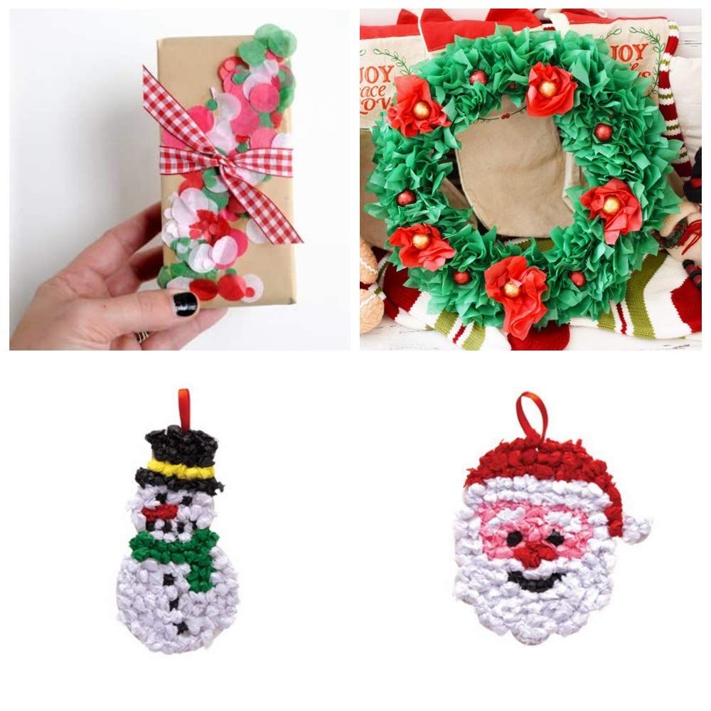 3000 Pcs Christmas Tissue Paper Squares - Red, Green, White Confetti for DIY Crafts, Holiday Decorations, Scrapbooking, Tree Ornaments, Wreaths & Party Decor | Perfect for Kids Crafts, New Year Celebrations & Festive Home Decor