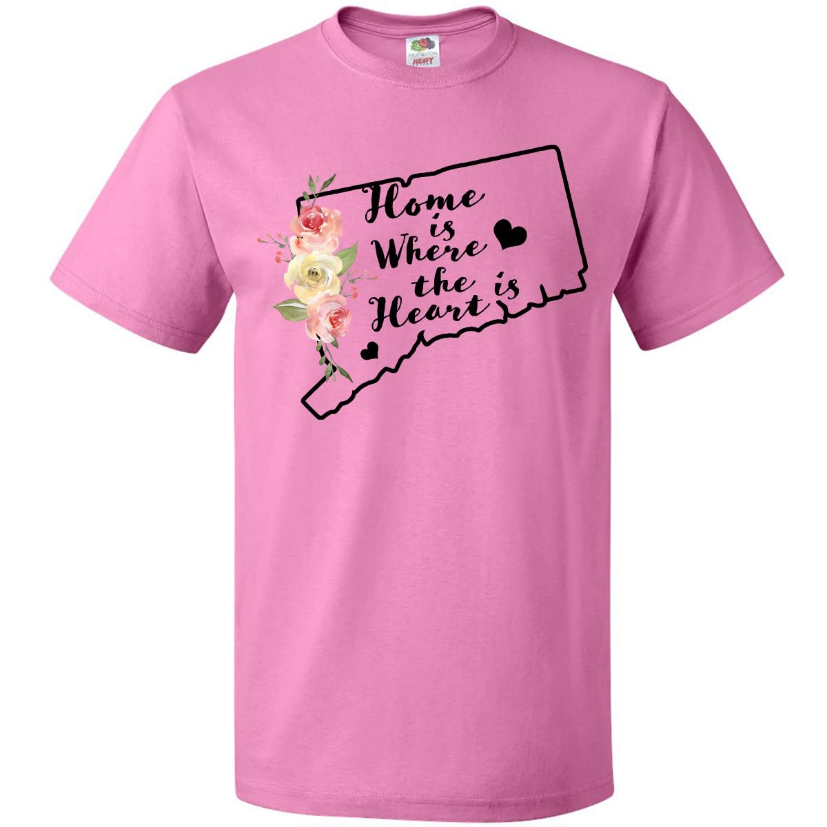 Inktastic Connecticut Home is Where The Heart is Watercolor Graphic T-Shirt - Comfortable Casual Tee for Women & Men, Perfect for Family Gatherings, Travel & Everyday Wear