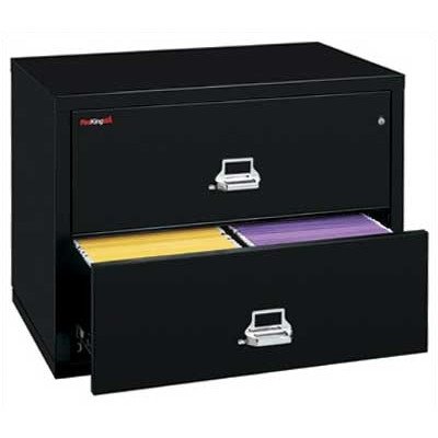 Fireproof 2-Drawer Lateral File Cabinet - Black Finish with Combination Lock for Office & Home Document Storage