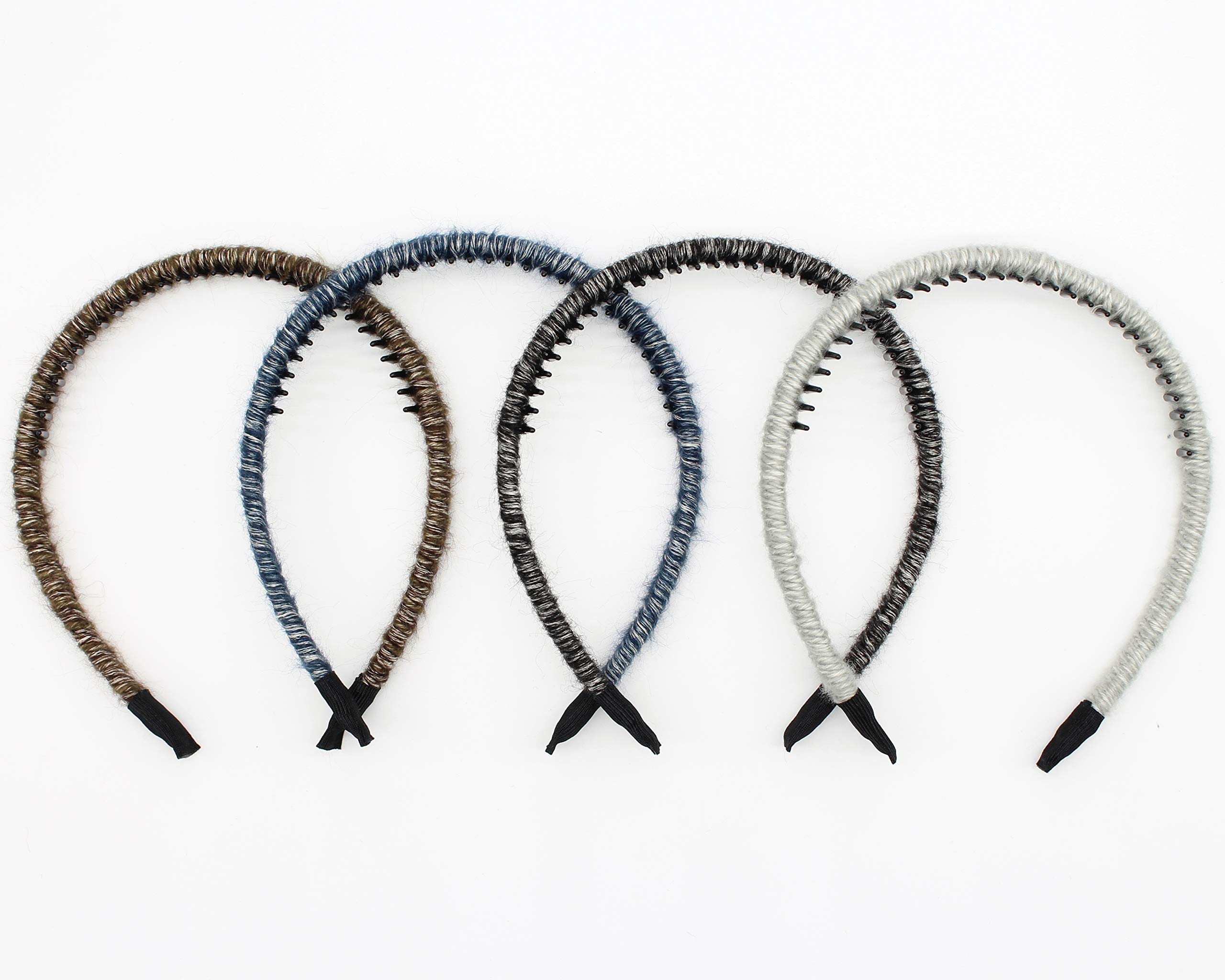 Women's Non-Slip Wool Knit Headband with Resin Teeth - 4 Colors for Styling & Comfort