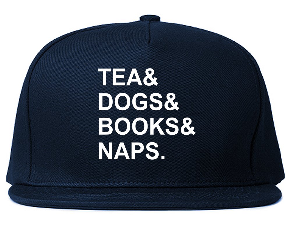 Funny Snapback Hat - Tea Dogs Books Naps Design - Adjustable Baseball Cap for Men & Women - Perfect for Casual Wear, Gifts, and Outdoor Activities