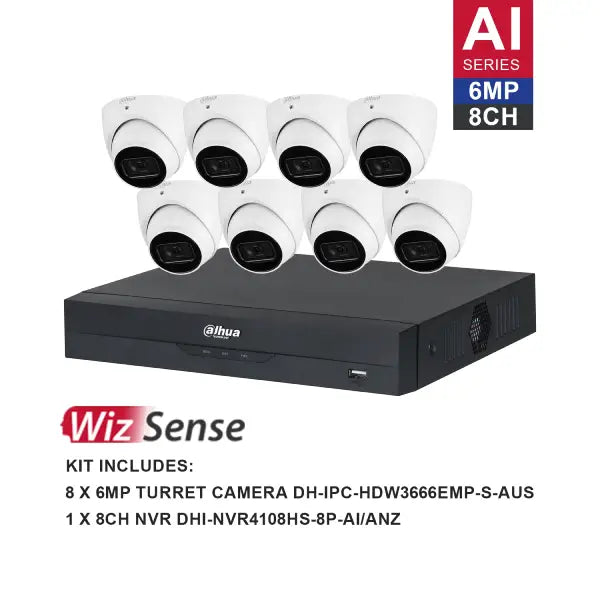 Dahua 6MP 8-Channel Security Camera System with Night Vision & Motion Detection - DH K6088T Surveillance Kit for Home & Business Security Monitoring