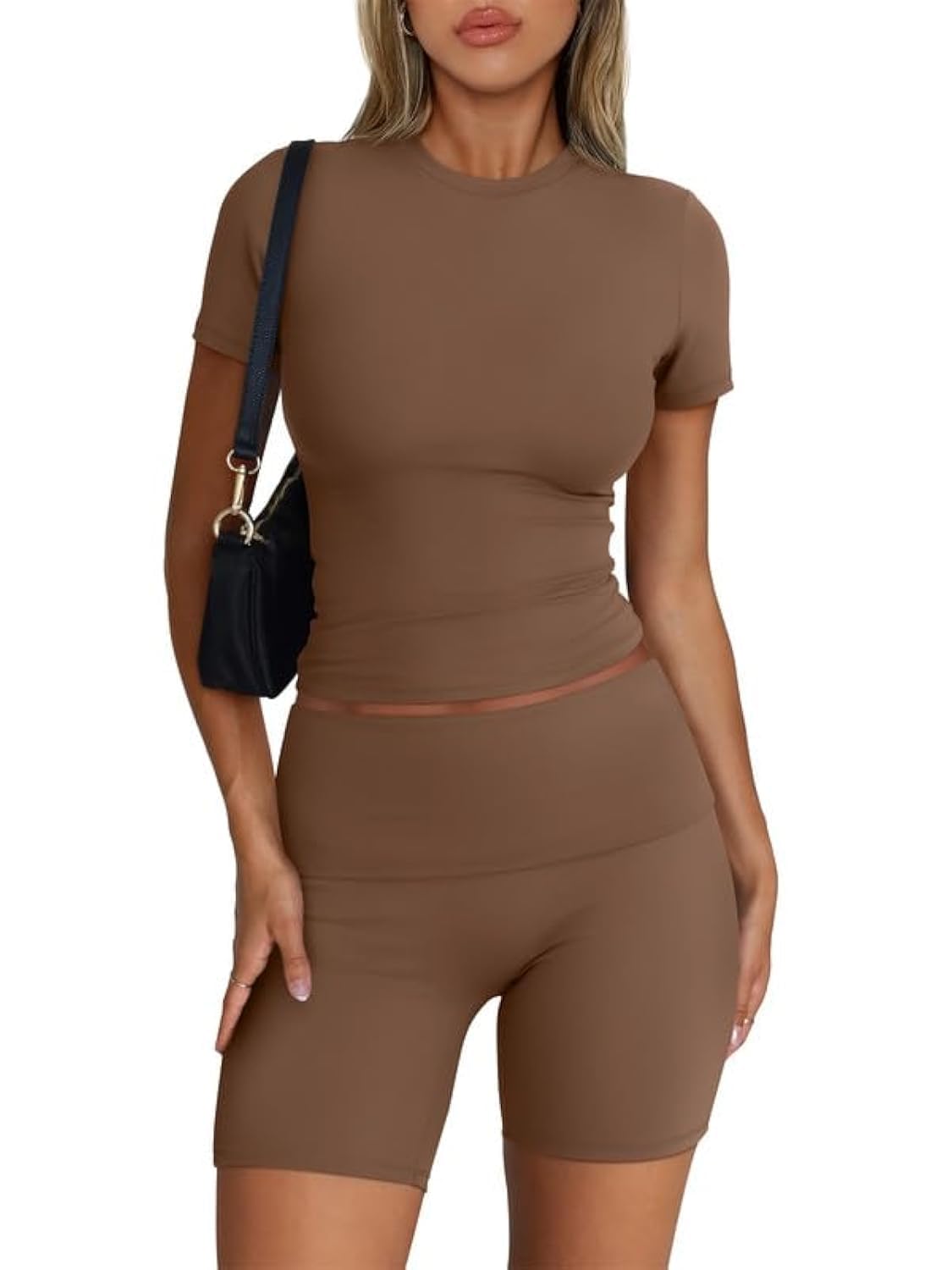 Trendy Queen Women's 2-Piece Workout Set - Matching Shorts & Top Lounge Set | Summer Gym Clothes & Casual Outfits for Women | Perfect for Yoga, Running, and Streetwear Fashion
