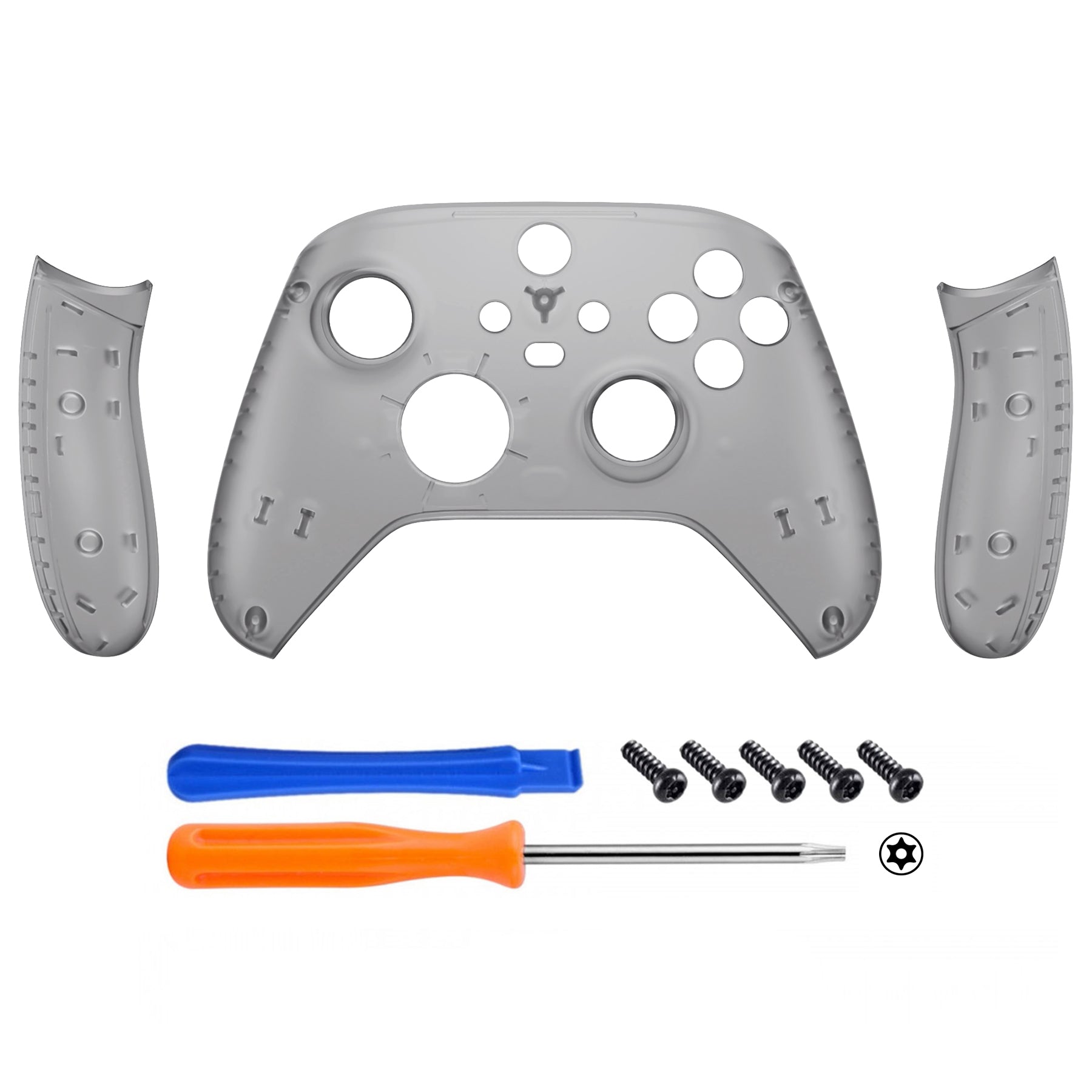 eXtremeRate Clear Black Replacement Front Housing Shell with Side Rails Panels for Xbox Series X & S Controller - Customize Your Gaming Setup for Enhanced Comfort & Style