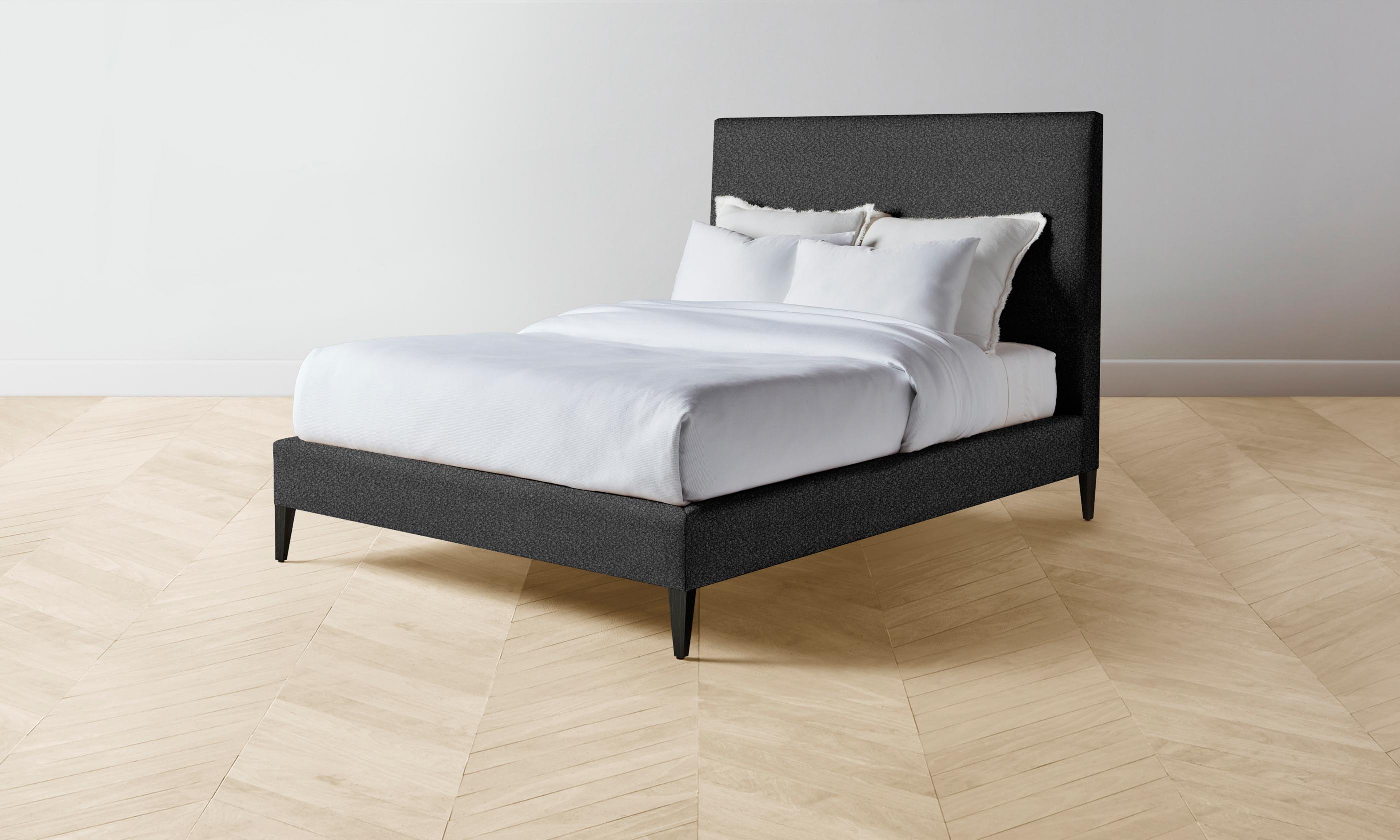 Luxury Essex Bed Frame with Italian Bouclé Storm Fabric - Elegant Modern Bedroom Furniture for Master Suite or Guest Room