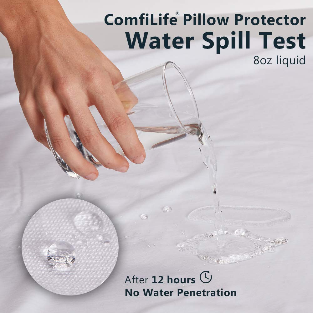 ComfiLife 100% Waterproof Pillow Protectors - Queen Size Zippered Pillowcases for Bedding, Hypoallergenic & Dust Mite Proof - Perfect for Allergy Sufferers, Kids' Beds & Guest Rooms