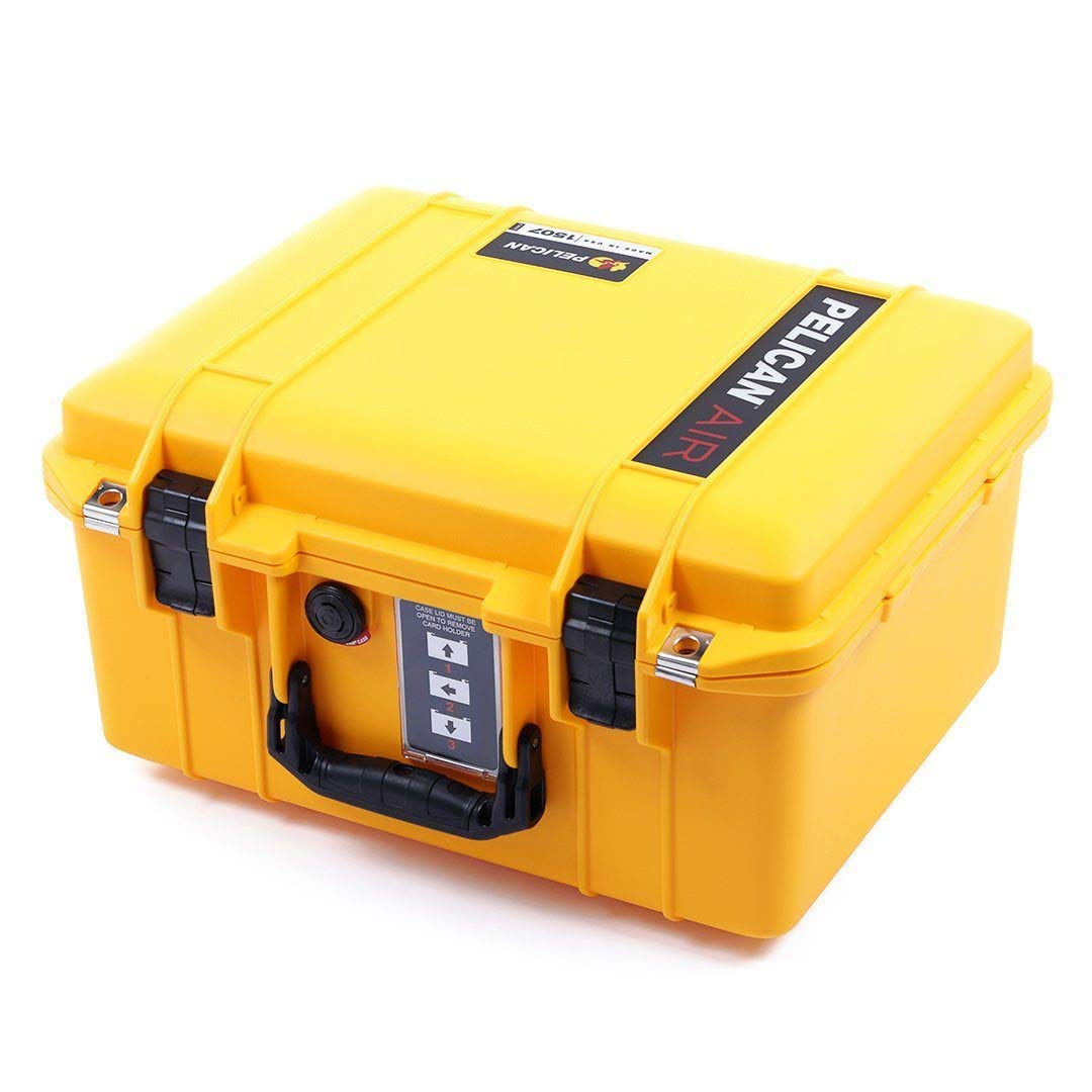 Pelican 1507 Air Case with Foam Insert - Yellow & Black Waterproof Protective Hard Case - Perfect for Camera Equipment, Electronics, and Travel Gear Storage