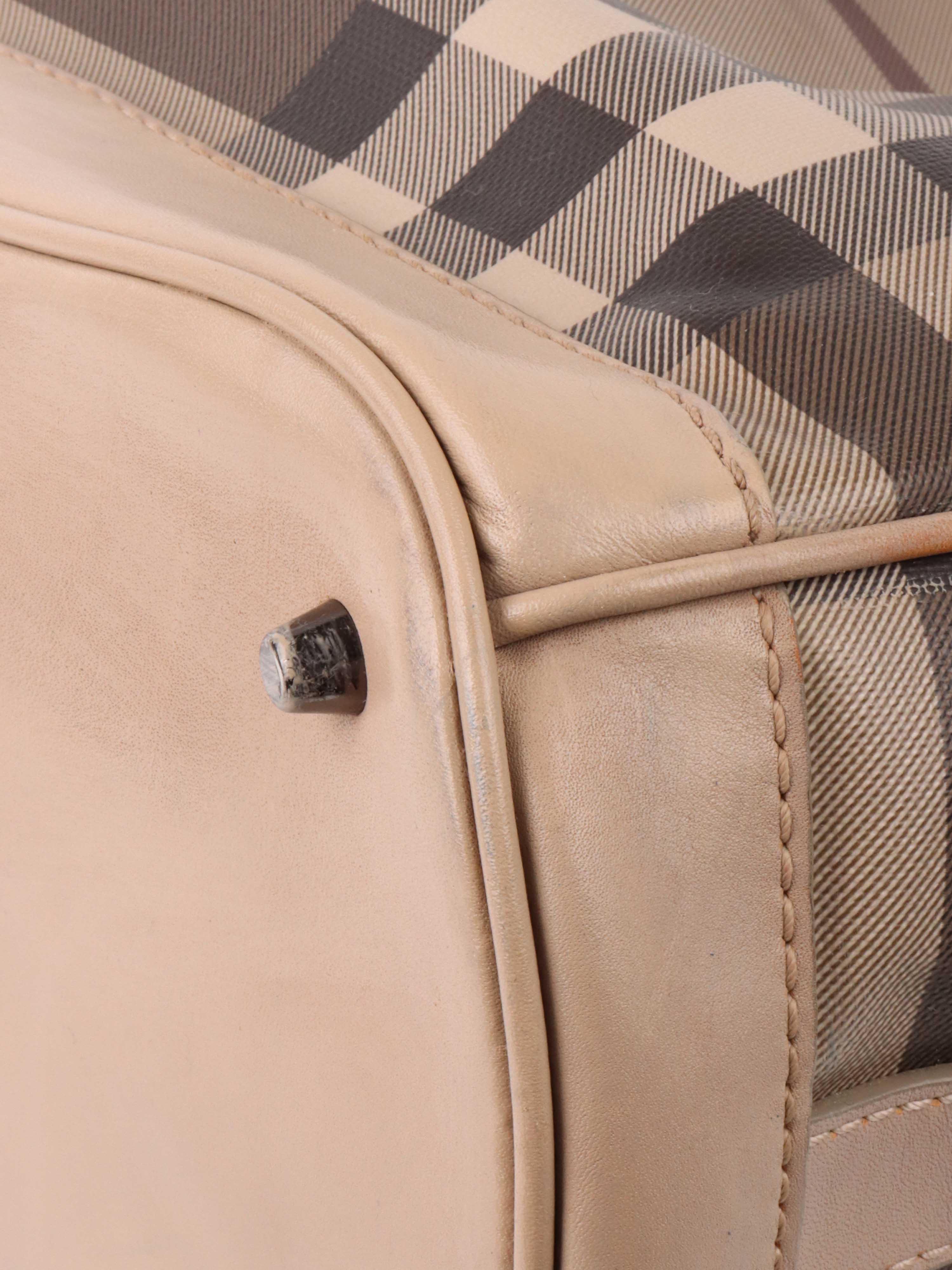 Burberry Checkered Leather Tote Bag for Women - Luxury Designer Handbag with Signature Plaid Pattern, Perfect for Work, Travel & Everyday Use
