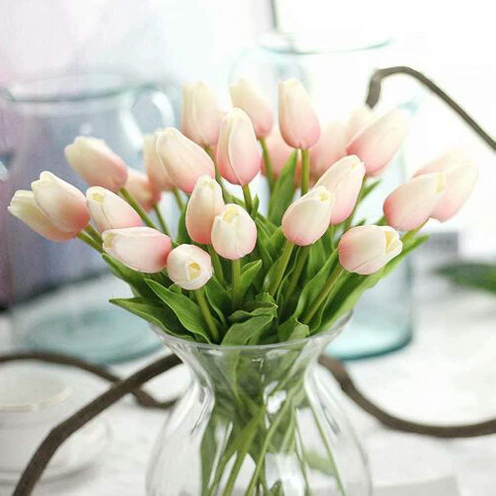 30PCS Real-Touch Artificial Tulips - PU Fake Flowers for Home Decor, Wedding Centerpieces, Party Arrangements - Perfect for Table Settings, DIY Crafts & Seasonal Displays