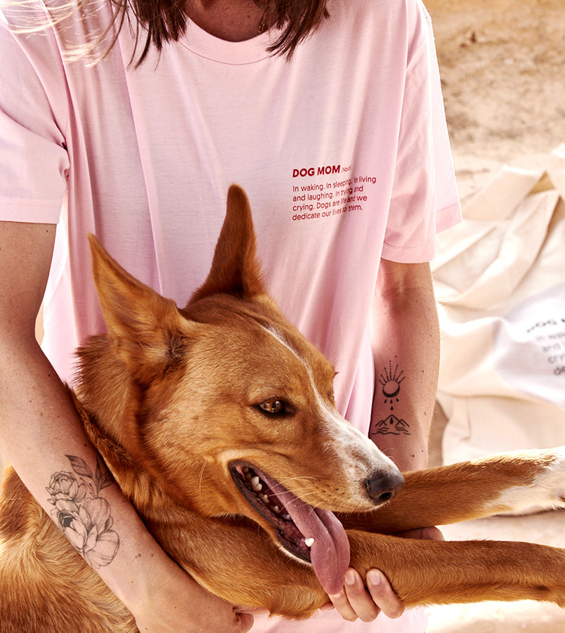 Dog Mom T-Shirt - Pink Cotton Comfort Fit Tee for Women | Cute Pet Lover Gift Idea | Perfect for Casual Wear, Dog Parks & Pet Events
