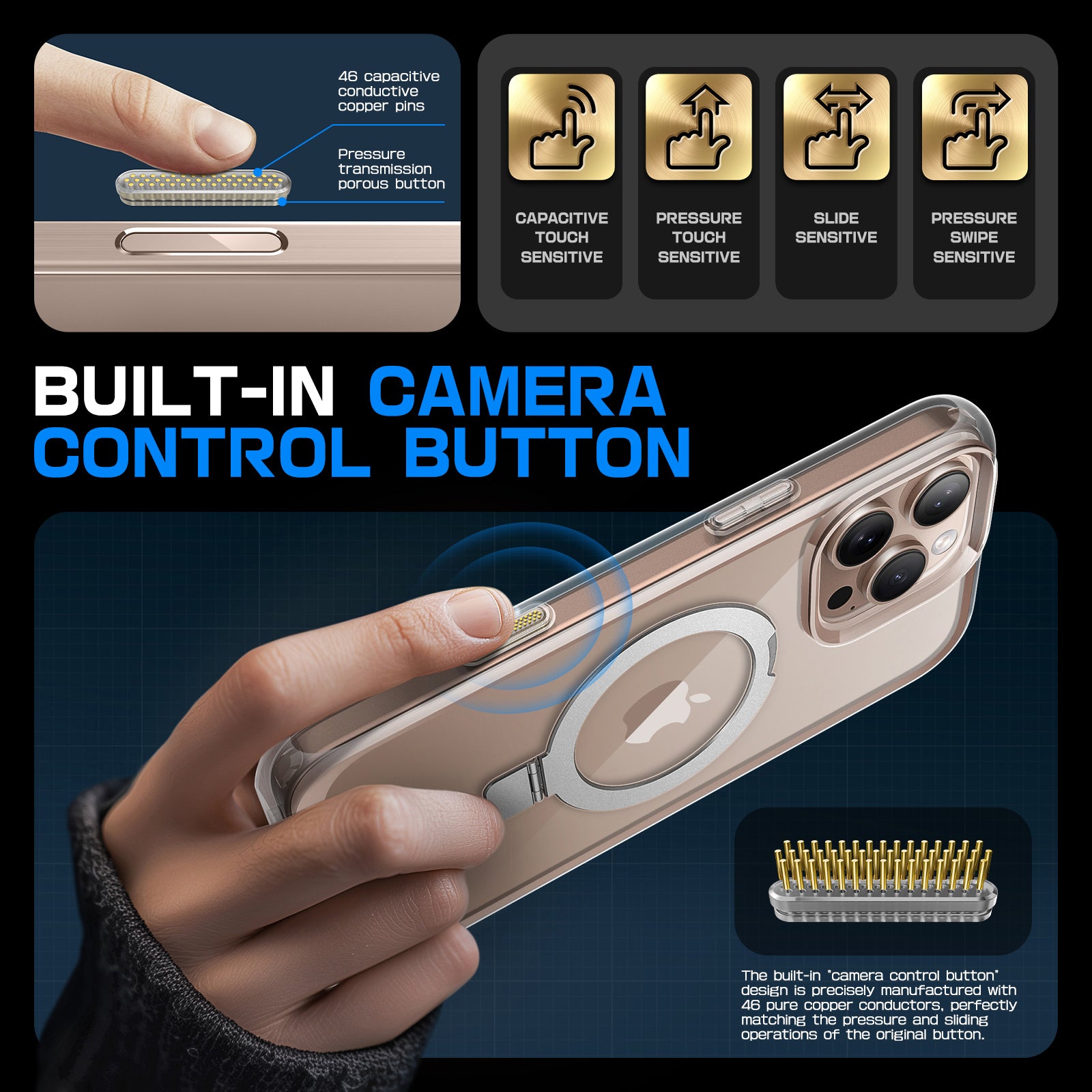 iPhone 16 Pro Max Case - 6.9 Inch Unicorn Beetle MAG Stand Slim Clear Protective Cover with MagSafe & Camera Control Button | Shockproof Drop Protection | Perfect for Work, Travel & Outdoor Activities