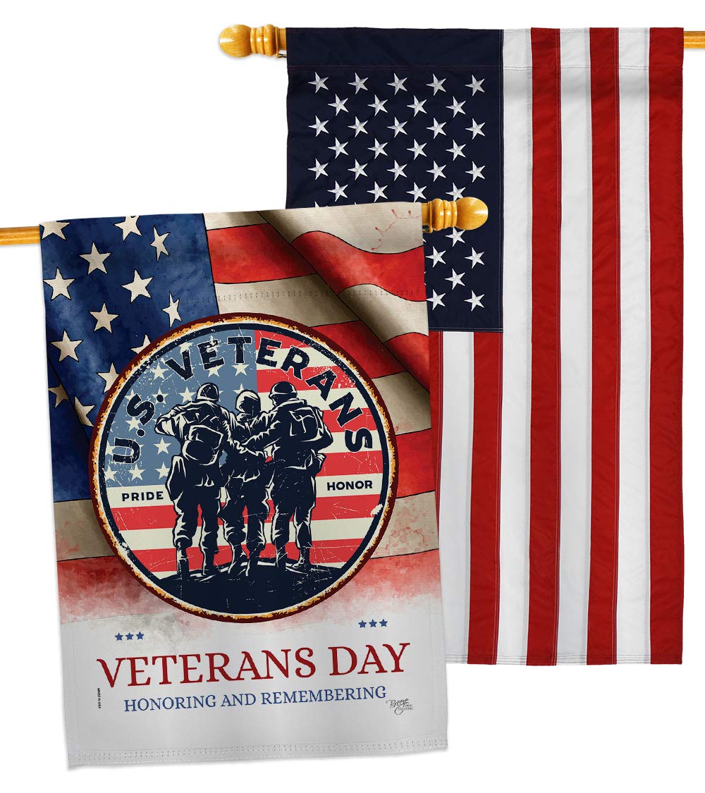 US Veterans House Flags Pack - Double-Sided 28x40 Inch Armed Forces Yard Banner - Army, Navy, Air Force, Marines & Coast Guard - Patriotic American Military Support Gift for Outdoor Decoration & Backyard Display