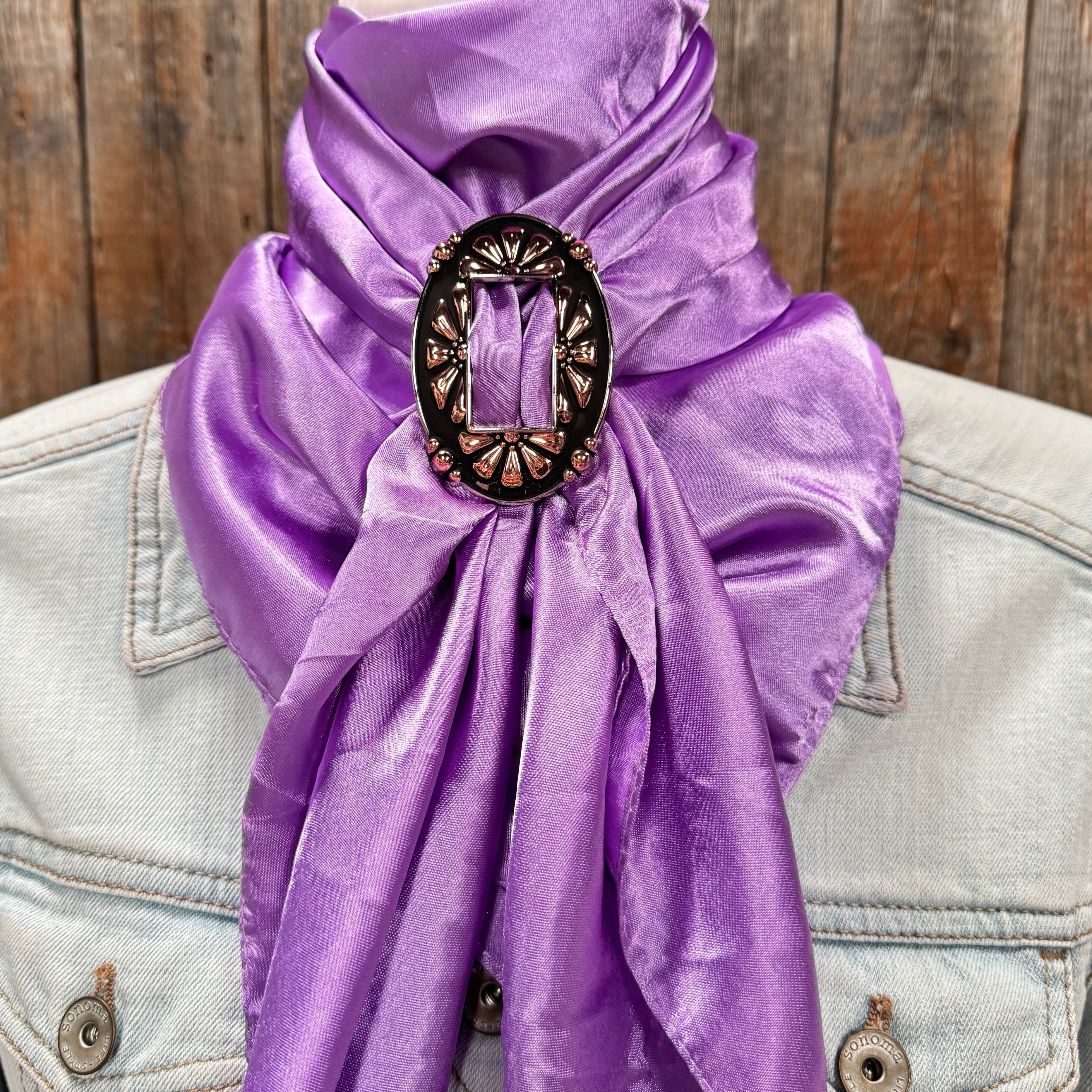 35X35 Solid Lavender Wild Rag Scarf - Premium Cowboy Bandana & Western Neckwear for Men & Women - Perfect for Rodeo, Horse Riding & Outdoor Adventures (WRS13 with Buckle Slides)