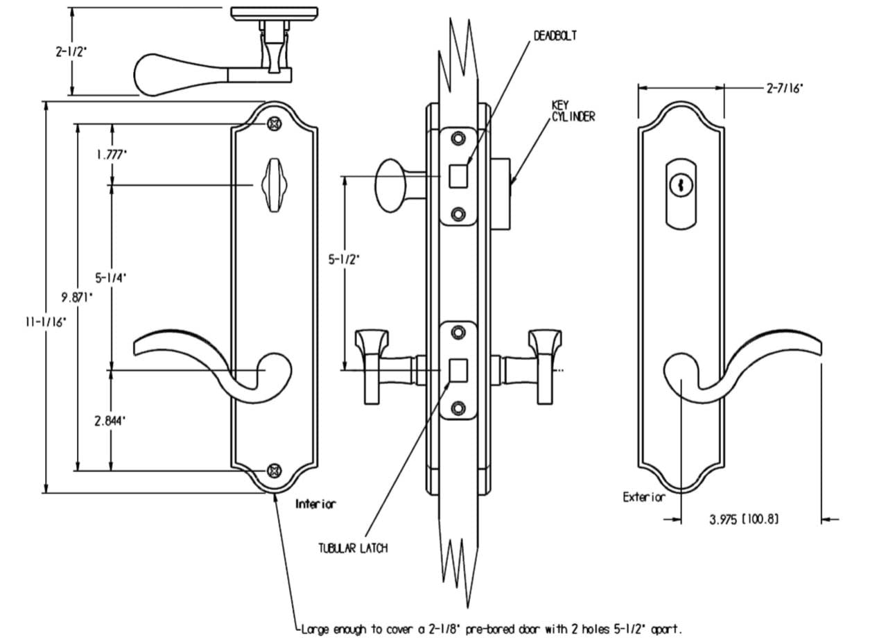 Royal Zinc Die-Cast Door Lever Set with Deadbolt & Back Plates - Polished Chrome Finish, 2-3/4