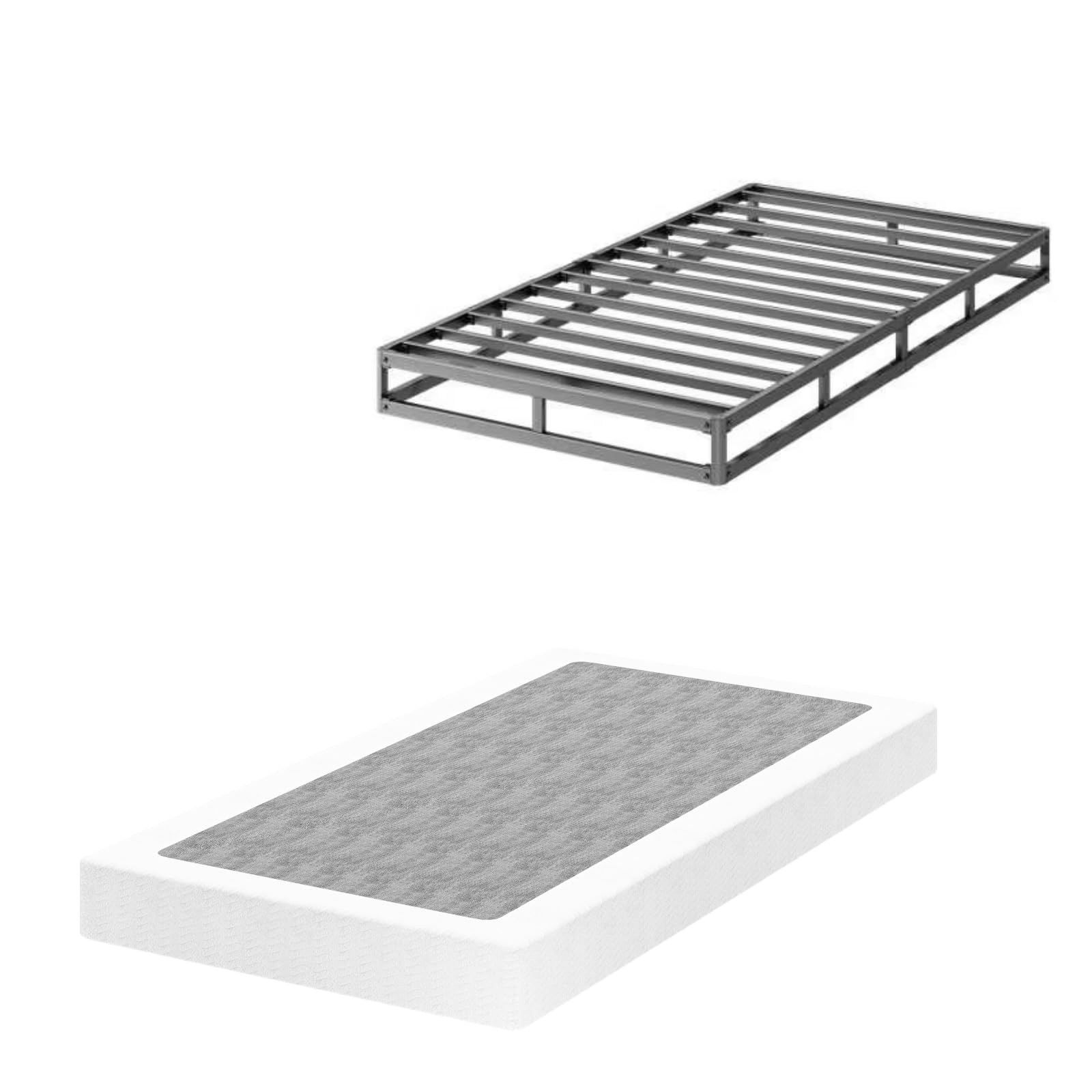 4 Inch Twin Size Box Spring - Heavy Duty Mattress Foundation with Metal Frame & Fabric Cover | Easy Assembly, Squeak Resistant | Perfect for Kids' Rooms, Guest Beds & Small Spaces