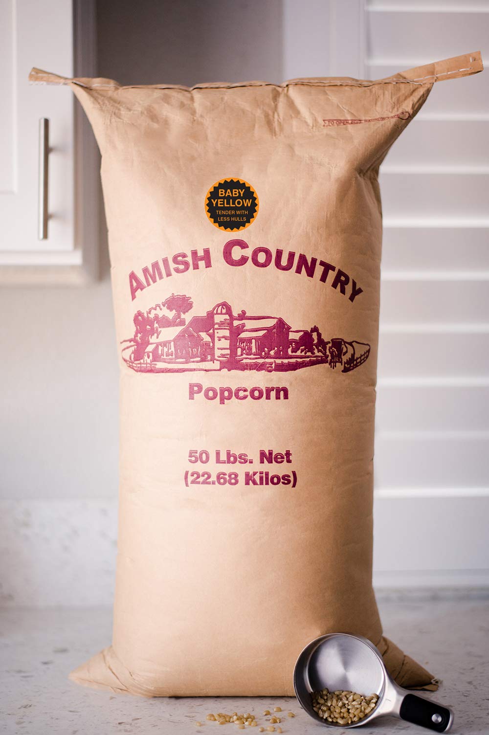 Amish Country Popcorn - 50 LB Bag of Premium Baby Yellow Popcorn | Old Fashioned, Non-GMO, Gluten Free | Perfect for Movie Nights, Snacking & Bulk Food Storage