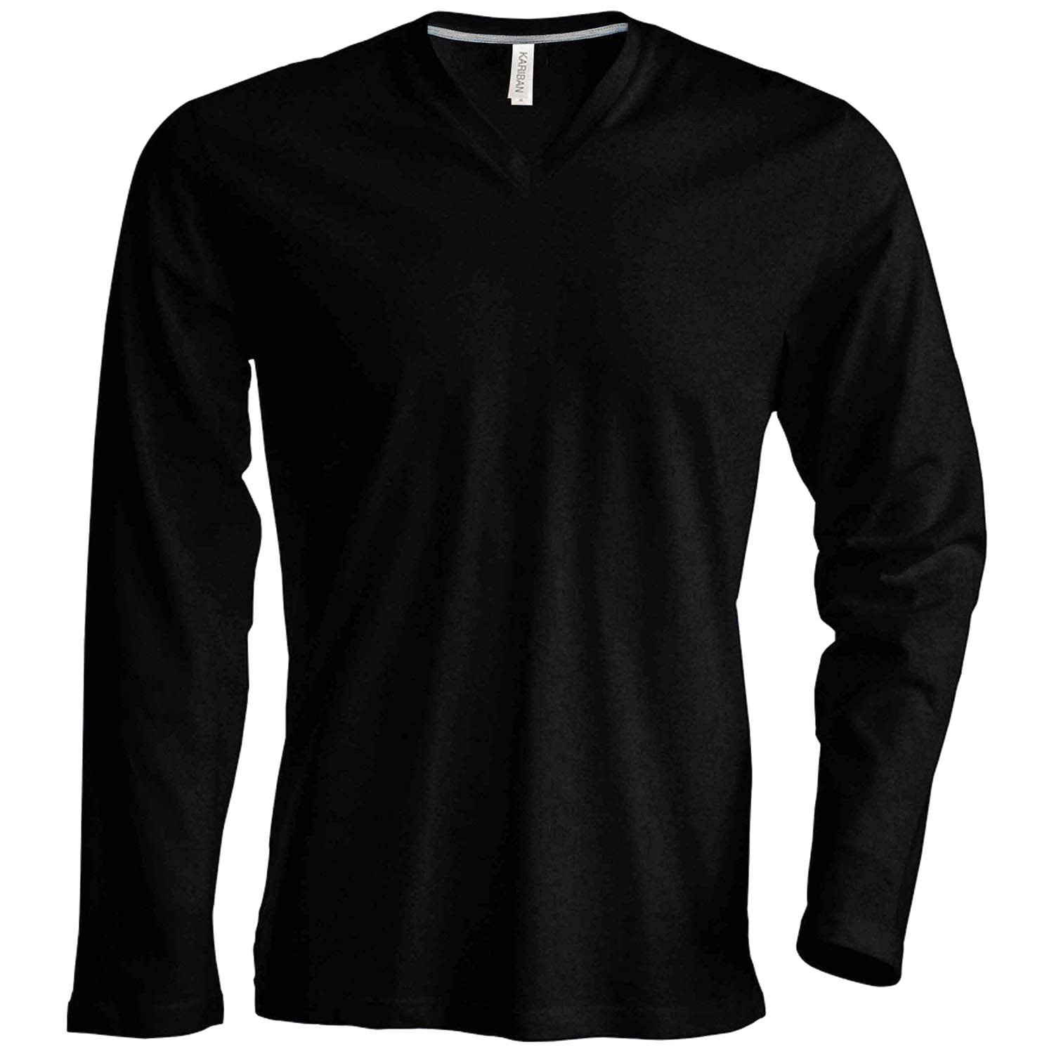 Premium Long Sleeve V-Neck T-Shirt for Men - Soft Cotton Crew Neck Tee - Navy Blue Casual Shirt - Size Large - Perfect for Work, Gym & Everyday Wear