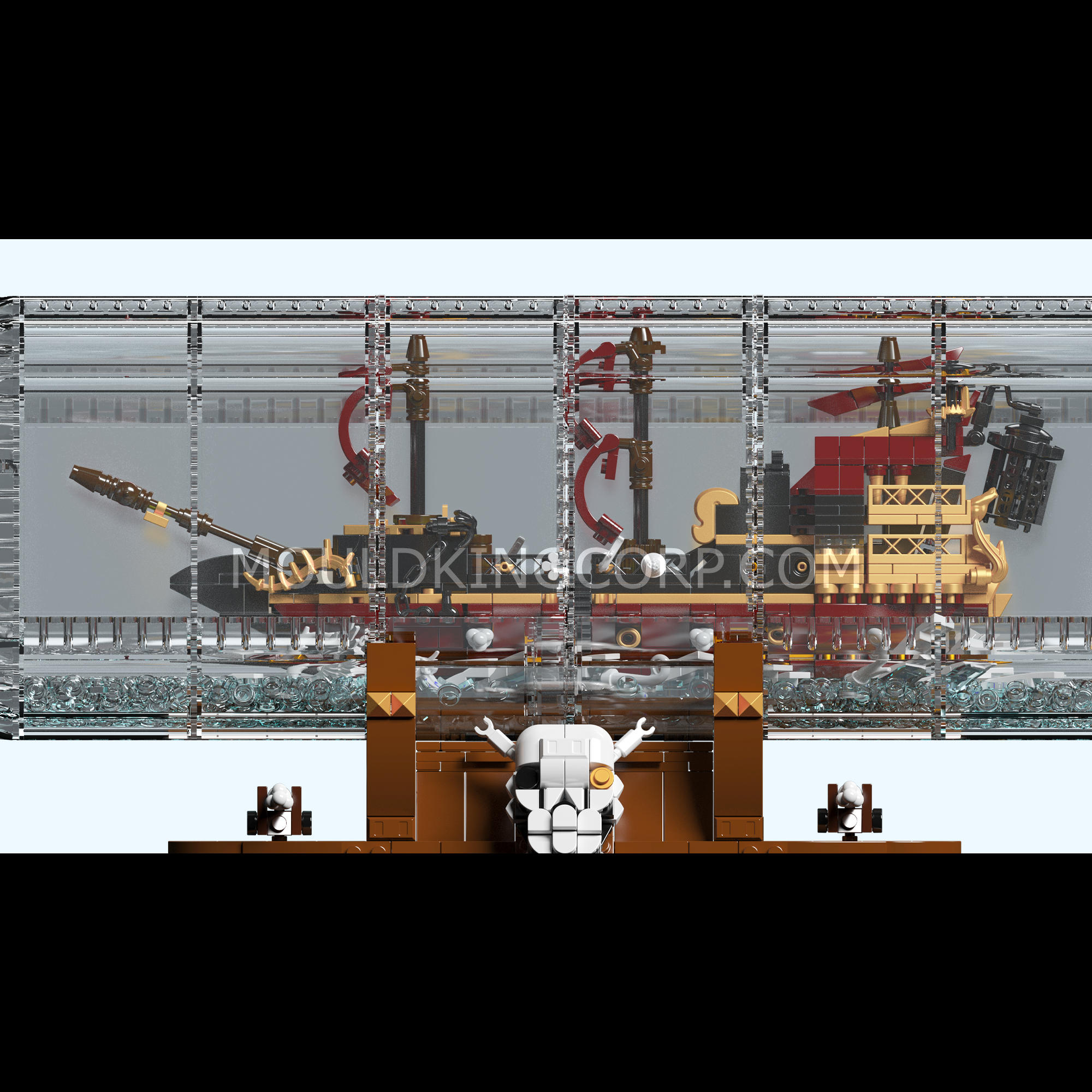 Mould King 10066 Queen Revenger Ship in a Bottle Building Set - 2,488 Piece Model Kit for Adults | DIY Pirate Ship Display for Home Office Decor & Collectors Gift