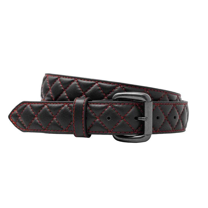 Premium Diamond Stitched Genuine Cowhide Leather Belt - 1.5