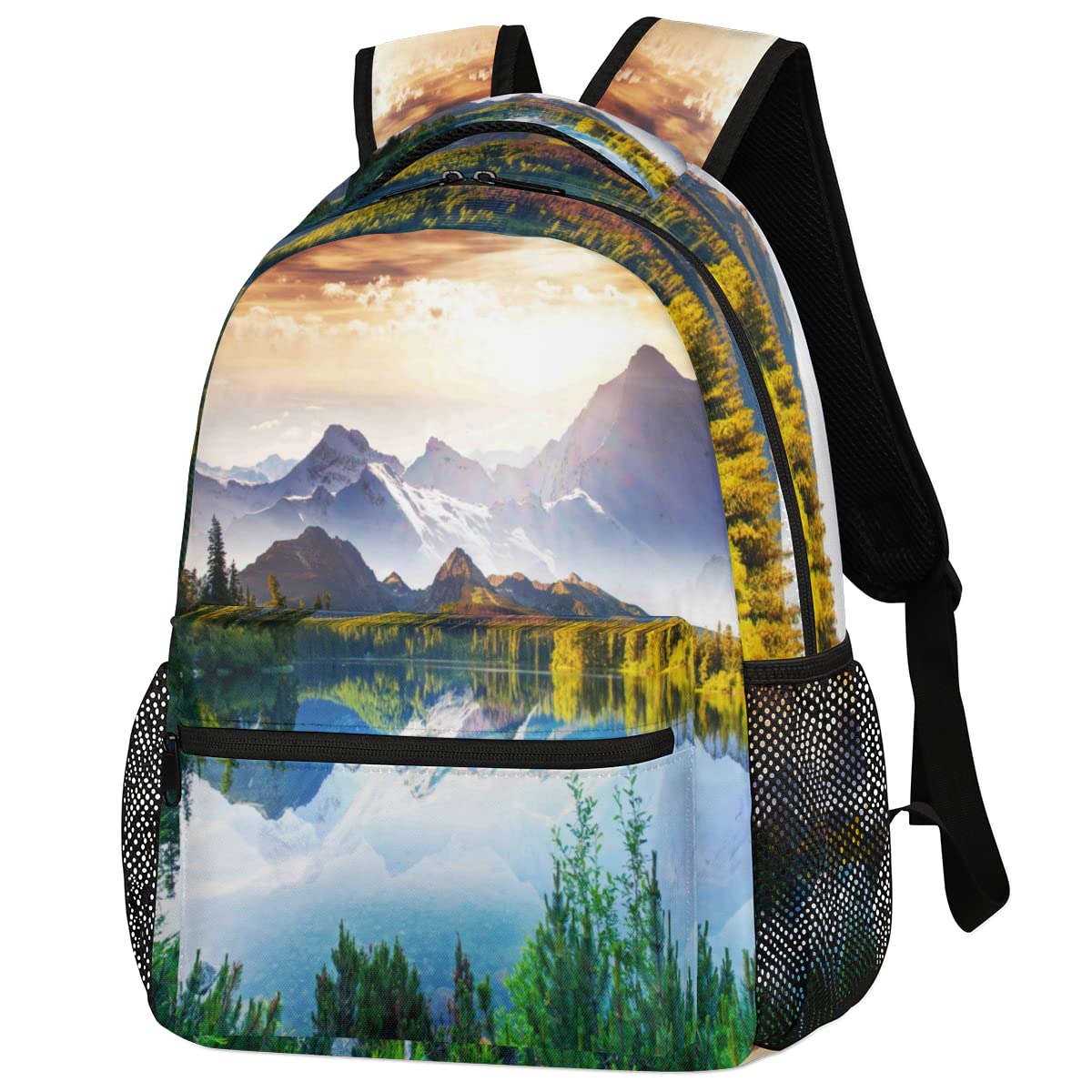 Nature Forest Tree Backpack with Waterfalls Landscape Design - Lightweight Travel Laptop Daypack for Hiking, School & Commuting - Durable Shoulder Bag for Outdoor Adventures & Daily Use