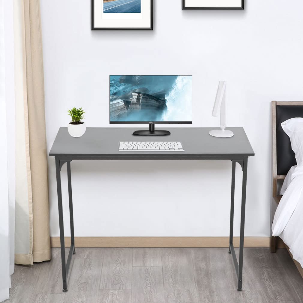 35/39/47 Inch Modern Simple Style Computer Desk - Home Office Writing Study Table with Sturdy Metal Frame, Gaming Desk Workstation for Small Spaces (Black, 39 Inch) - Perfect for Home Office, Gaming Setup & Small Apartments