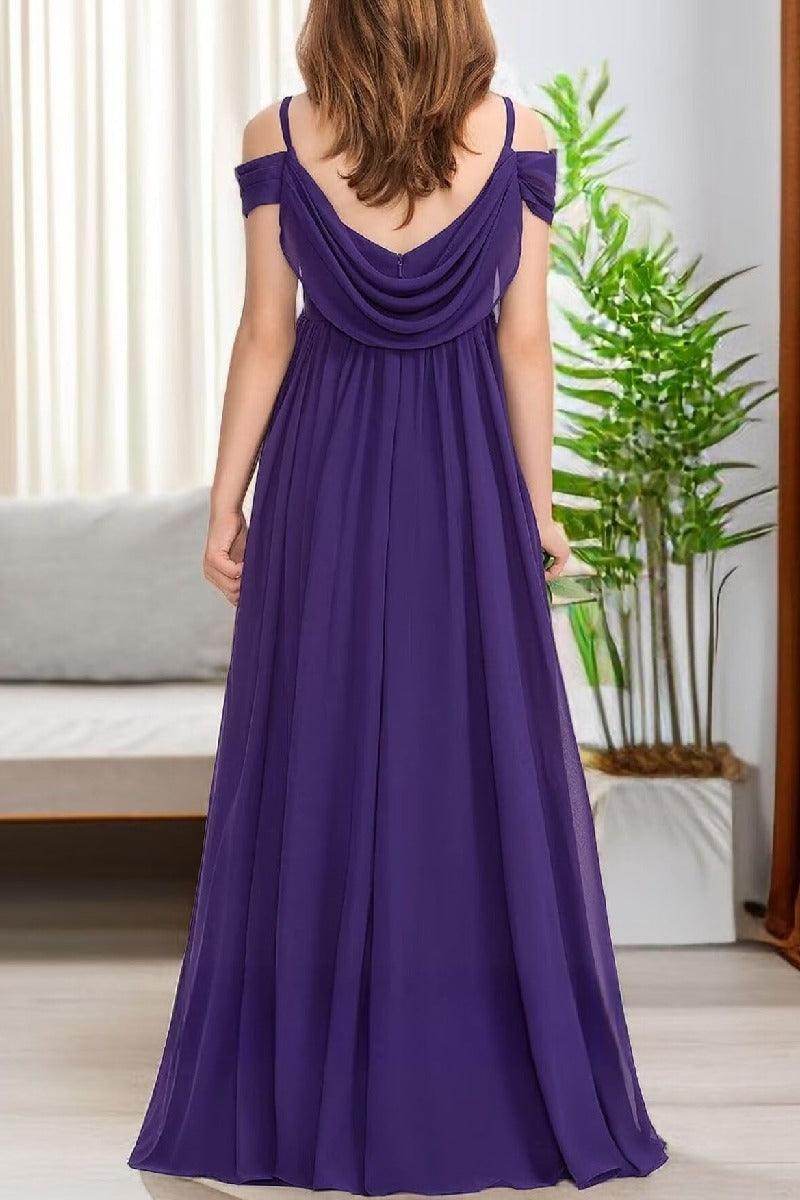 Elegant Floor-Length Chiffon Junior Bridesmaid Dress for Weddings | Formal Occasions & Special Events | B0DFVKW1HW