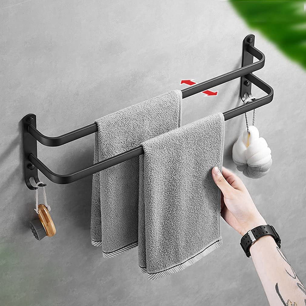 Non-Slip Wall Mounted Towel Rack with Double Hooks - 30Cm Bathroom Organizer for Slippers, Towels & Clothes | Space Saving Storage Solution for Small Bathrooms, Laundry Rooms & Entryways