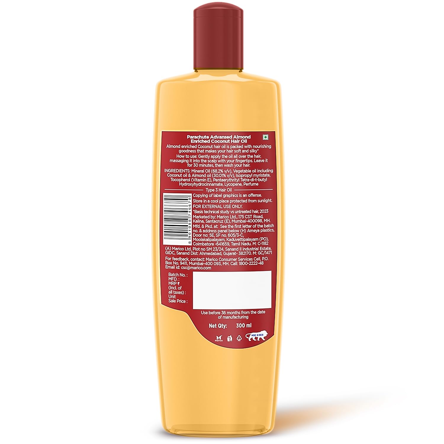 **Parachute Advanced Almond Enriched Coconut Hair Oil with Vitamin E 300ml – Nourishes, Softens & Strengthens Hair | Reduces Hair Fall & Promotes Growth | Non-Sticky, Dermatologist-Tested Formula for Men & Women | Ideal for Daily Hair Care, Scalp Massage & Frizz Control**