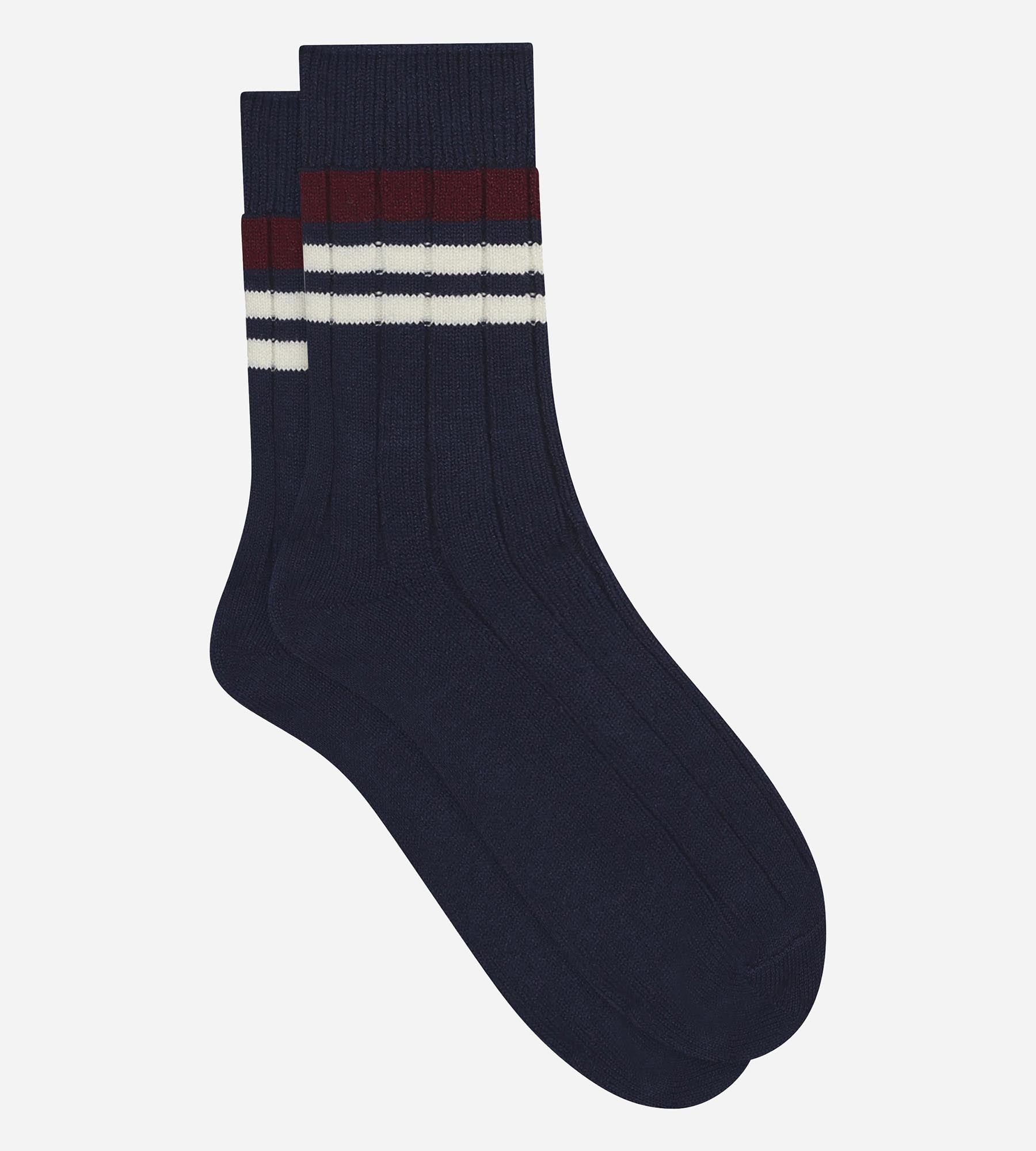 Men's Striped Ribbed Bamboo Socks in Navy Blue - Soft & Breathable for Everyday Wear, Running, and Outdoor Activities
