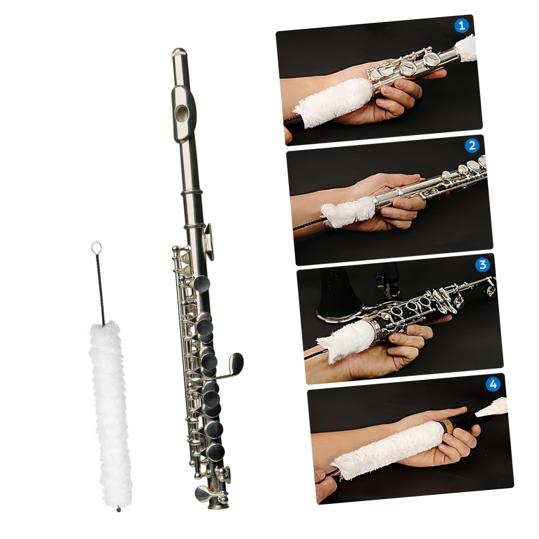 Premium Flute Cleaning Brush - Soft Cotton Swab for Efficient Flute Maintenance | Lightweight Instrument Care Tool for Musicians | Perfect for Daily Cleaning & Professional Use
